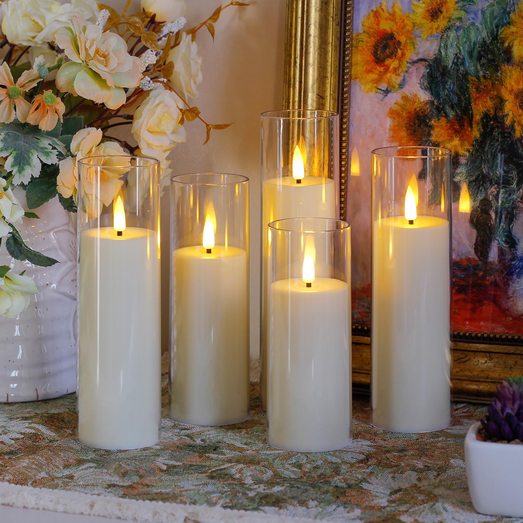 Confezione da 8 candele LED in plastica avorio senza fiamma 5,5 cm x12,5 15 17,5 17,5 20 20 cm con telecomando, candele sfarfallanti a batteria con Temporizzazione