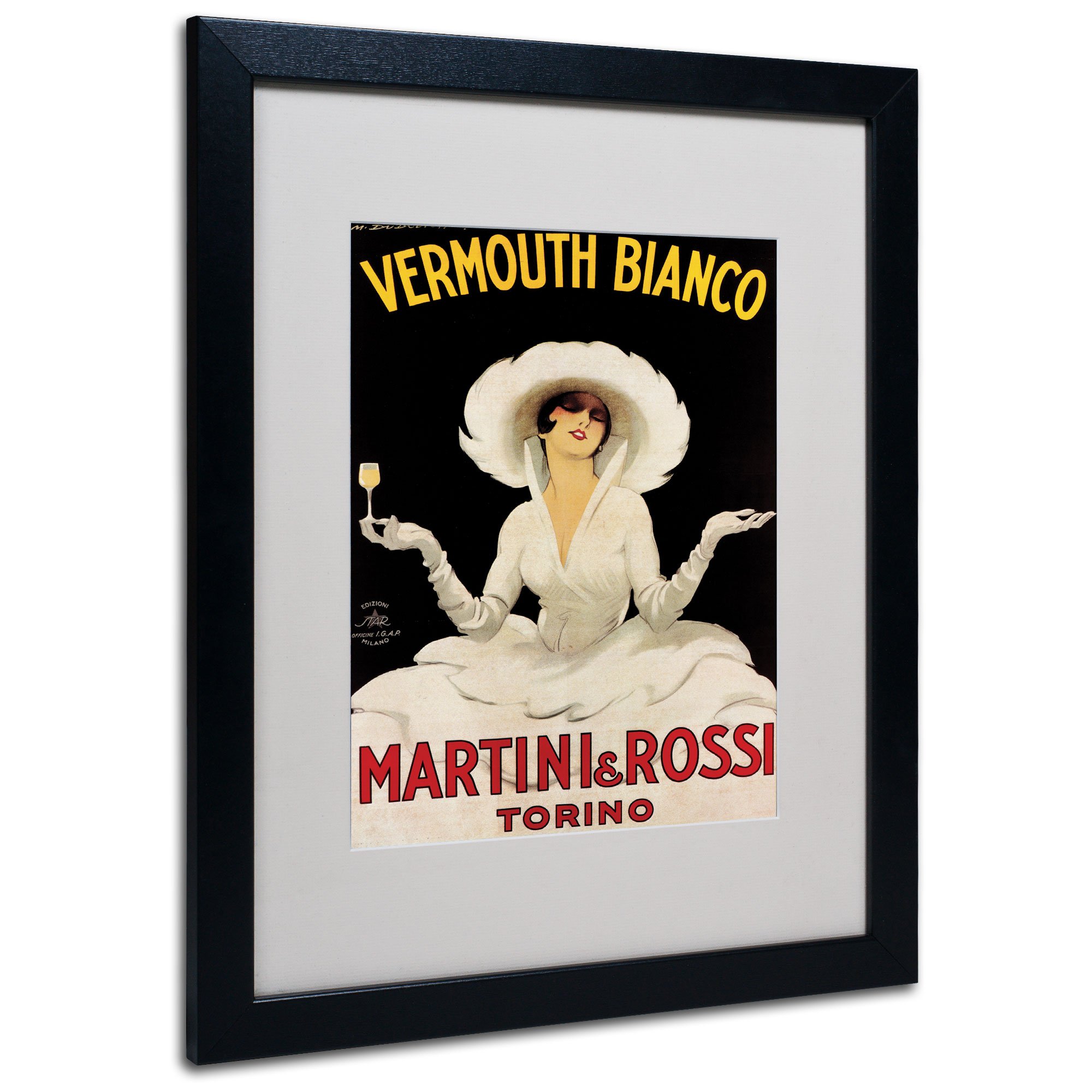 Trademark Fine Art Vermouth Bianco Martini and Rossi by Marcello Dudovich Canvas Artwork in Black Frame, 16 by 20-Inch