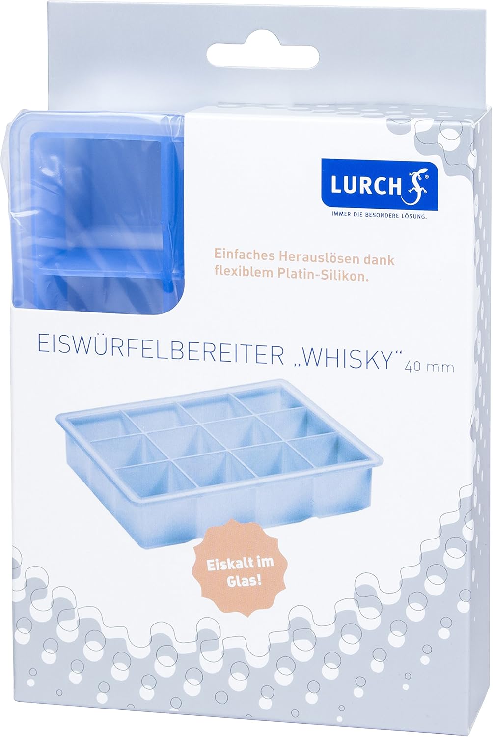 LURCH Germany Silicone Ice Cube Tray 1.5 x 1.5 Inch / 4x4 cm - Blue