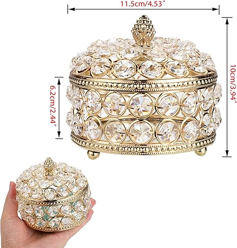 Miniatura 5 de Hipiwe Joyero con espejo de cristal, organizador de joyas, caja del tesoro, decoración del hogar, anillos, aretes, collar, soporte