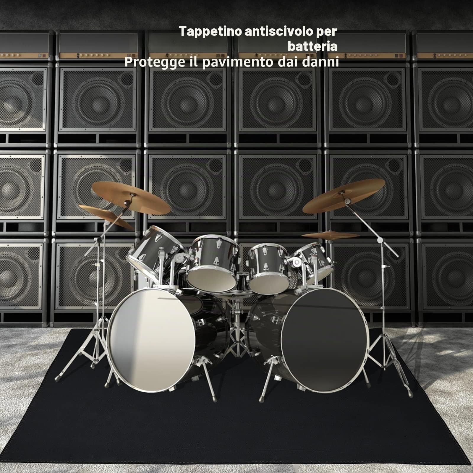 Tappeto per Batteria Elettrica 1,9 m x 1,5 m - Accessori Jazz, Regalo per Batteristi