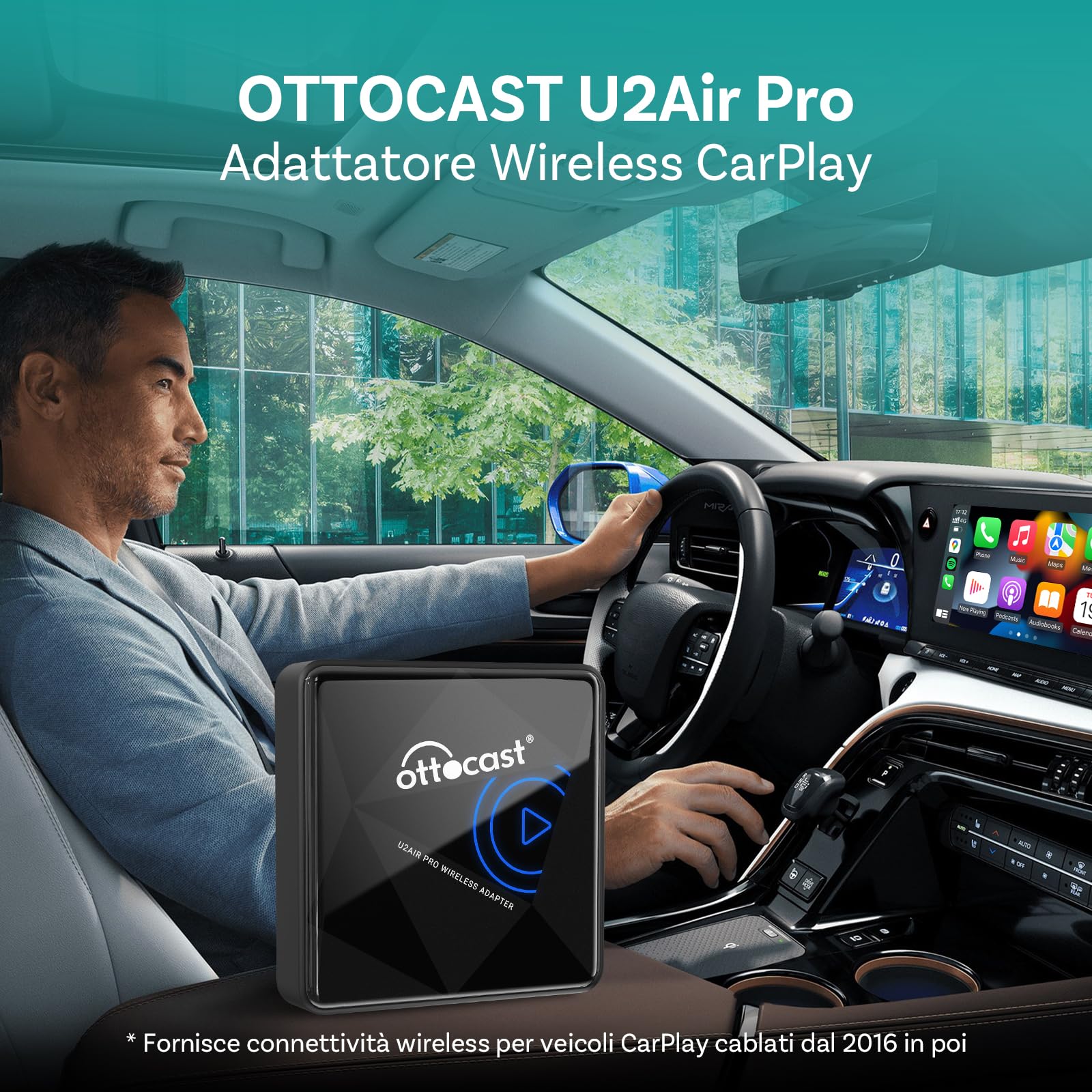 OTTOCAST U2Air Pro Adaptateur CarPlay Sans Fil, Connexion Bluetooth & Wi-Fi Sans Couture, Compatible avec iOS 11+, Fonctionne avec les Véhicules CarPlay Câblés à Partir de 2016