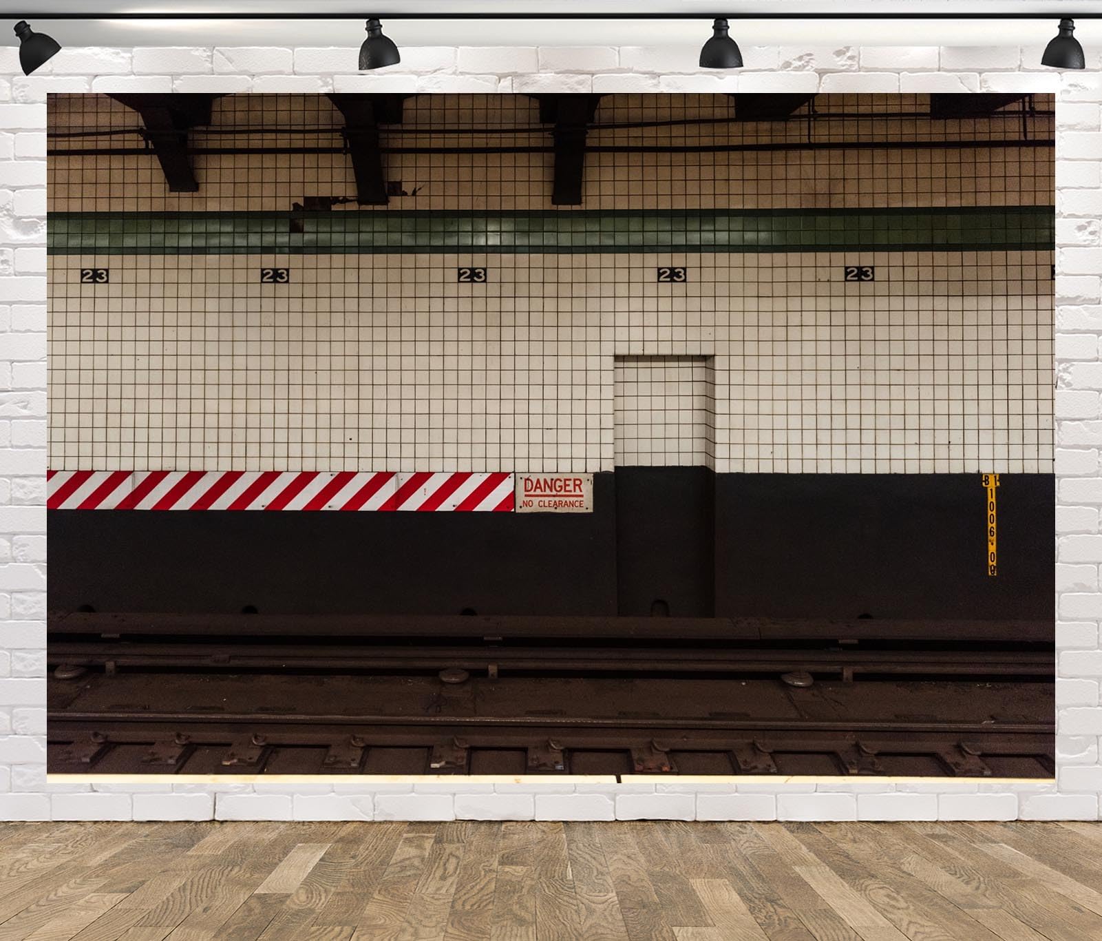 CORFOTO Empty New York Subway Station Backdrop Subway Platform Wall Photography Backdrop Manhattan Subway Train Tracks Photo Backdrop Train Theme
