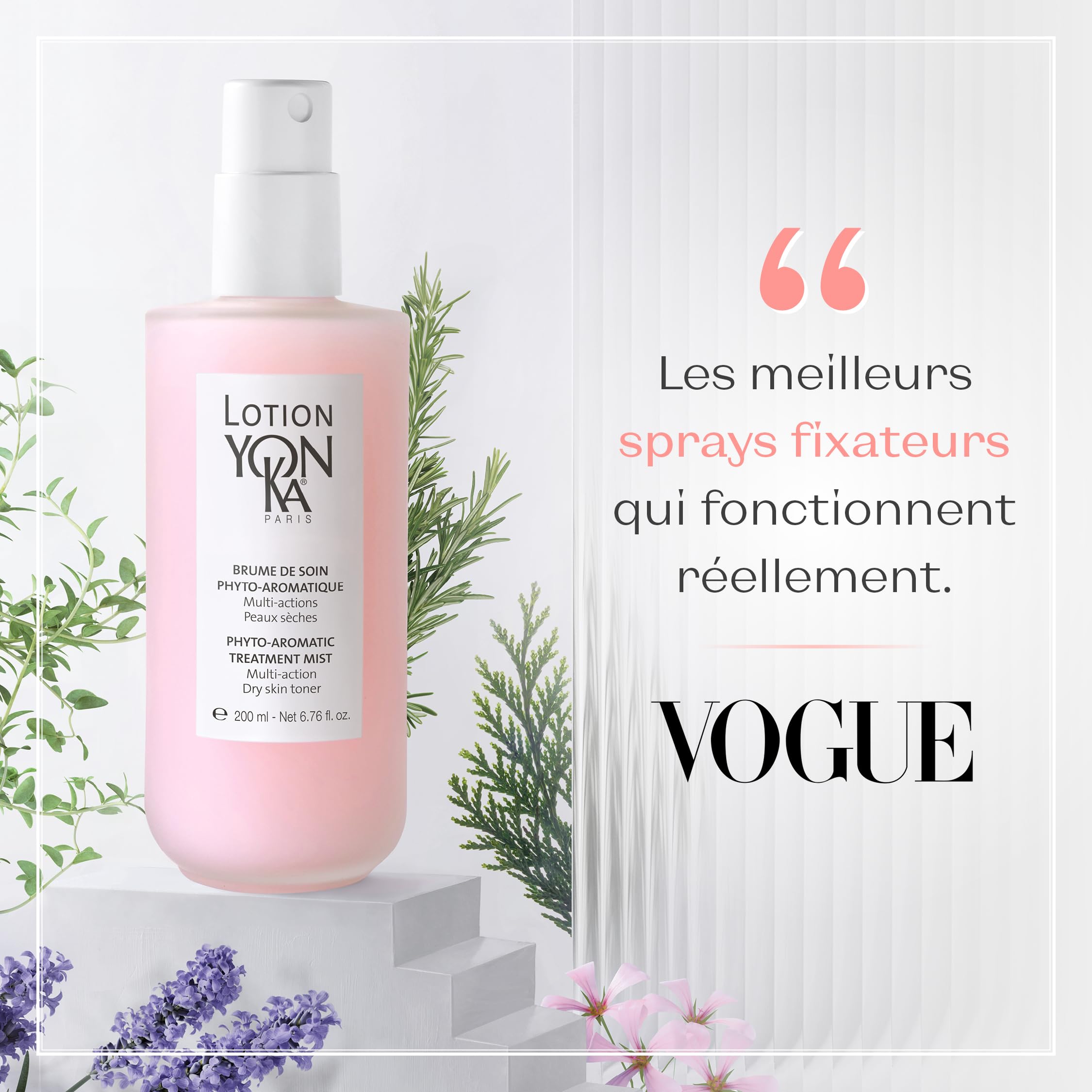 Lotion Tonique Yonka pour Peaux Sèches 200ml - Brume Vivifiante Sans Alcool - Hydrate, Purifie, Apaise et Rééquilibre - Aux 5 Huiles Essentielles - Spray Vaporisateur