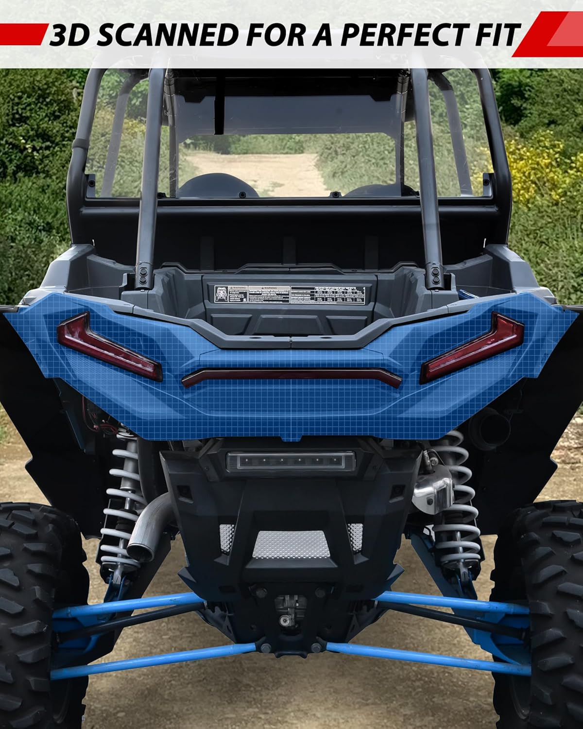Combined Rear Fascia for Polaris RZR XP 1000/ XP TURBO/TURBO S 2019-2023 Accessories, Black Rear Facia Bumper Cover for 2019-2023 RZR, Replace #5457743-070