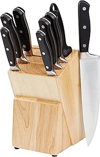 AmazonBasics Premium 9-Piece Kitchen Knife Block Set - coolthings.us
