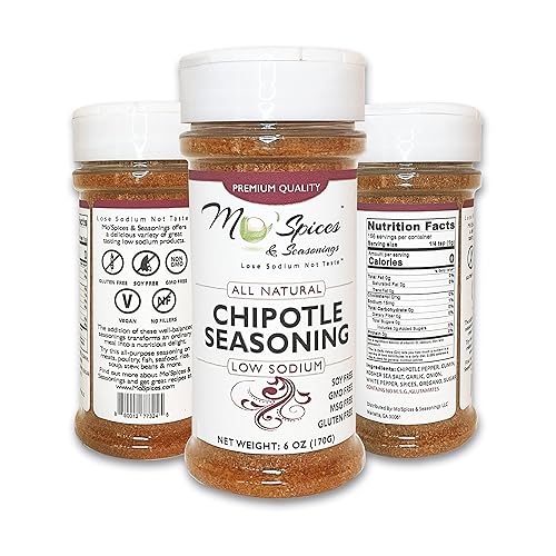 Mo'Spices & Seasonings - Condimento Chipotle, bajo en sodio, sin gluten, sin OMG, sin soja, sin MSG, vegano, paleo y cetogénico, sal marina