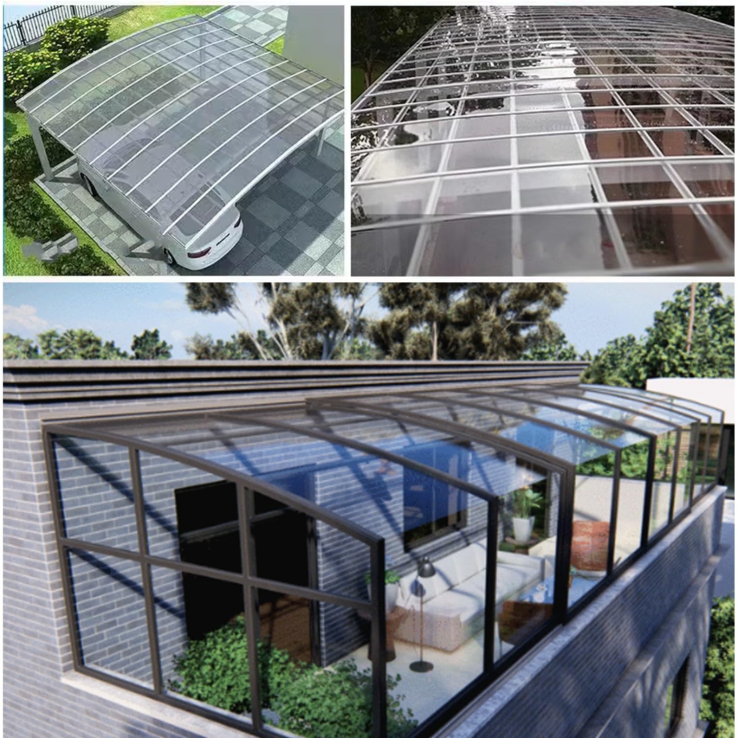Clear Polycarbonate Roofing Sheets 1 Thick Durable Plastic Panels For Canopy Greenhouse And