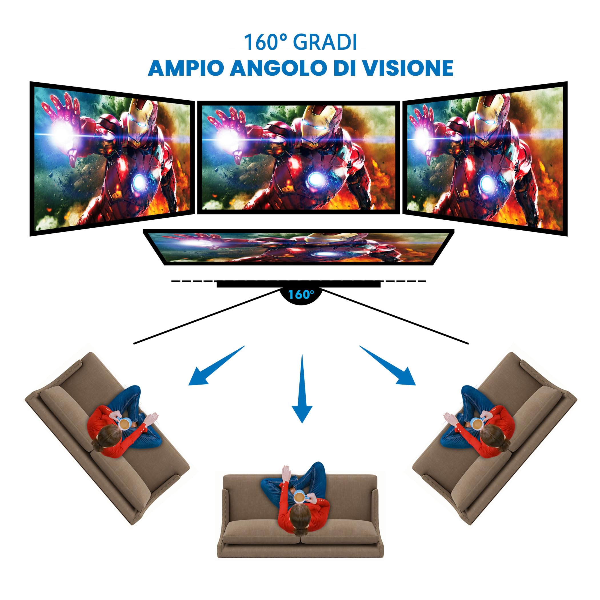Pyle Telo Proiettore con Supporto, 305 cm 16:9 HD 4K Portatile, Leggero e Pieghevole, Schermo Proiettore da Interno/Esterno per Home Theater