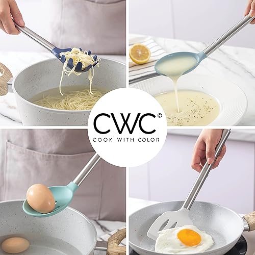 Miniatura 3 de Cook with Color Utensilios de cocina de silicona, juego de utensilios de cocina de 5 piezas, utensilios de cocina de silicona fáciles de limpiar,