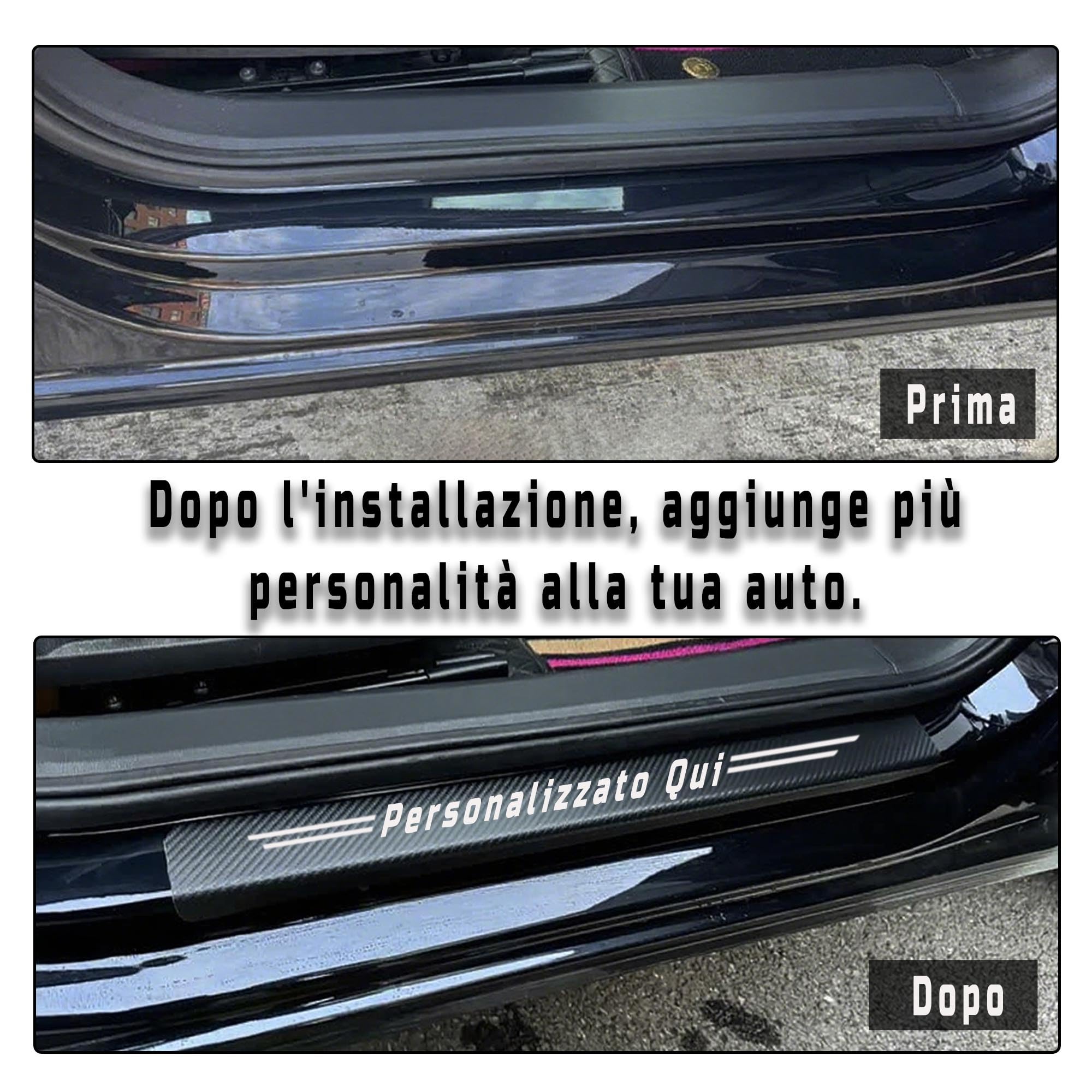 Strisce Protettive Battitacco Auto Personalizzabile – Adesivo Soglia Porta in Fibra di Carbonio, Protezione Antigraffio per Bagagliaio e Portiere
