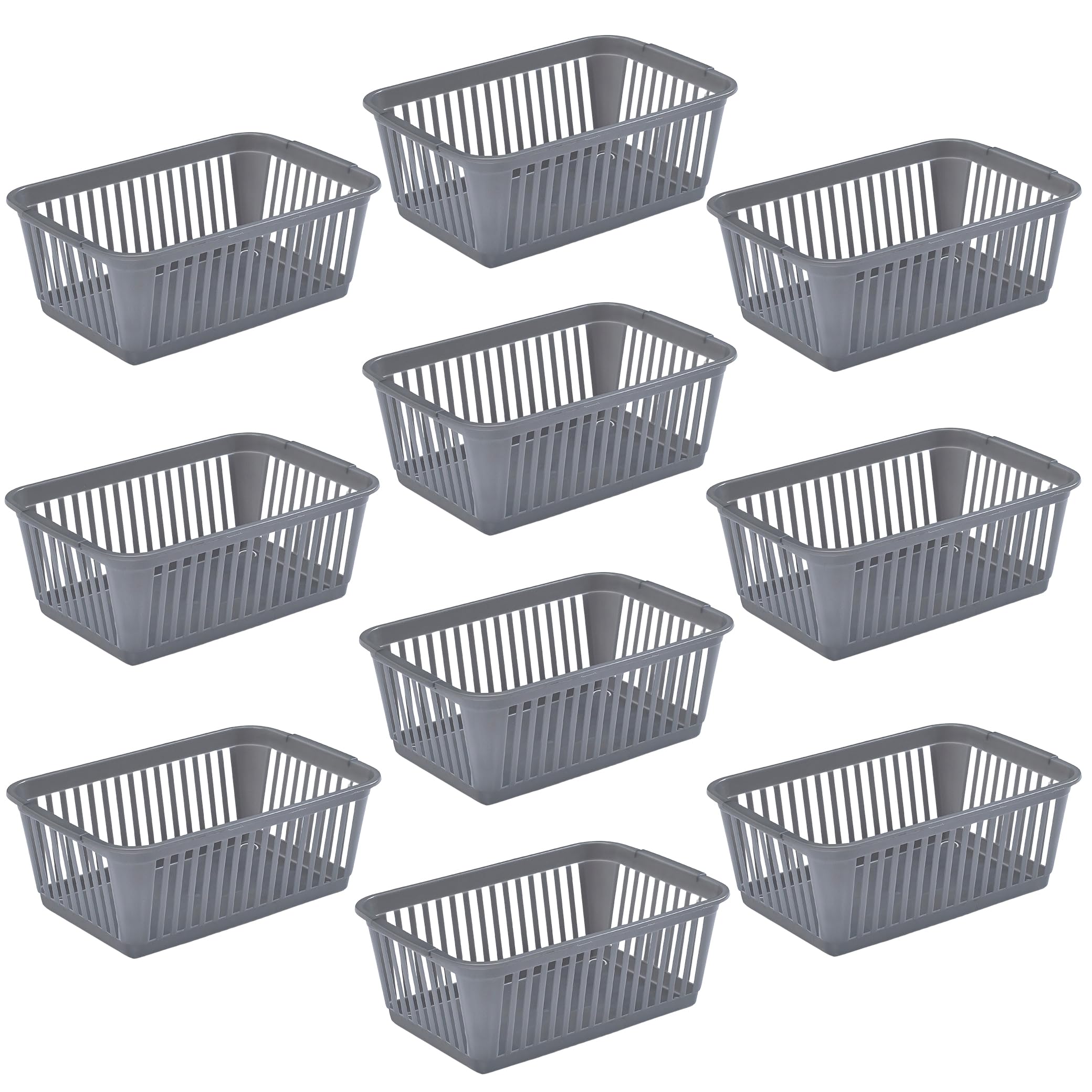 ACCURATE 10Pk Plastic Handy Basket, Storage Basket Great for Bathrooms, Bedroom and Kitchen (GREY, 30CM)