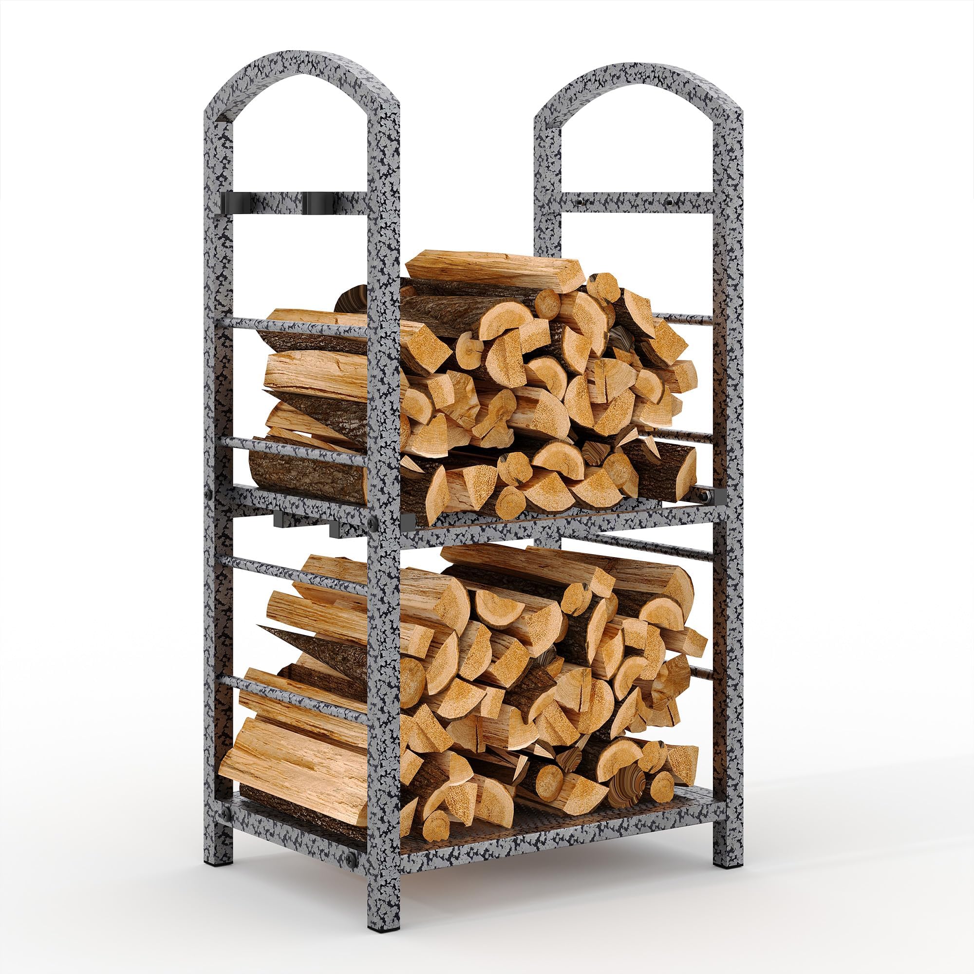 Aptliton Heavy Duty Double Layer Firewood Rack – Outdoor & Indoor Metal Log Storage for Fireplace, Patio, Fire Pit & Deck