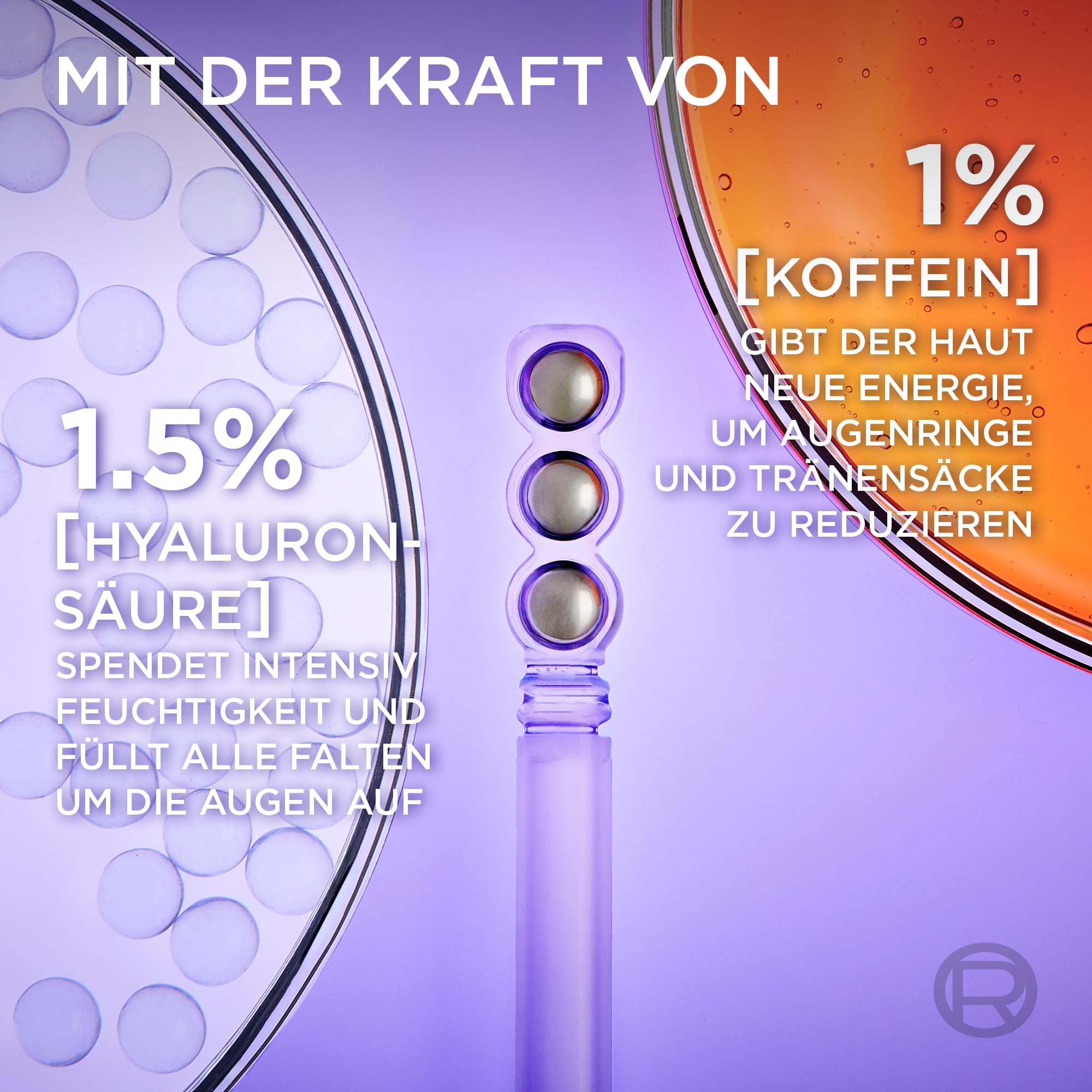 L'Oréal Paris Sérum contour des yeux pour femme : fournit un contour des yeux rembourré et moins de cernes avec 2,5% [acide hyaluronique + caféine], Revitalift Filler, 1 x 20 ml