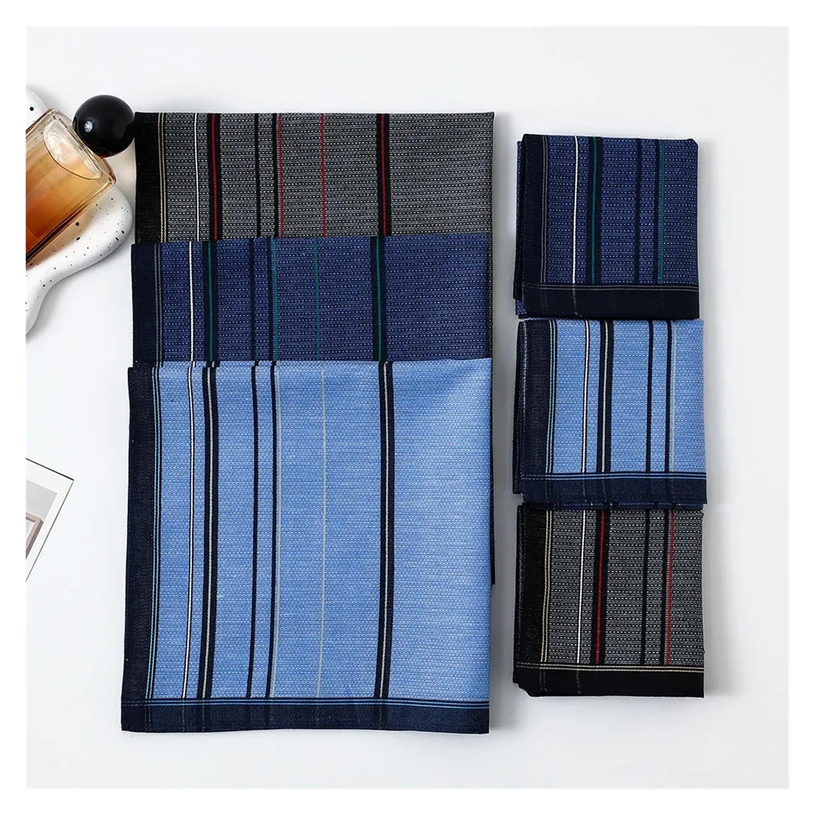 Pañuelos De Bolsillo Para Hombres Pañuelo de algodón teñido a cuadros nostálgico 3/6 piezas