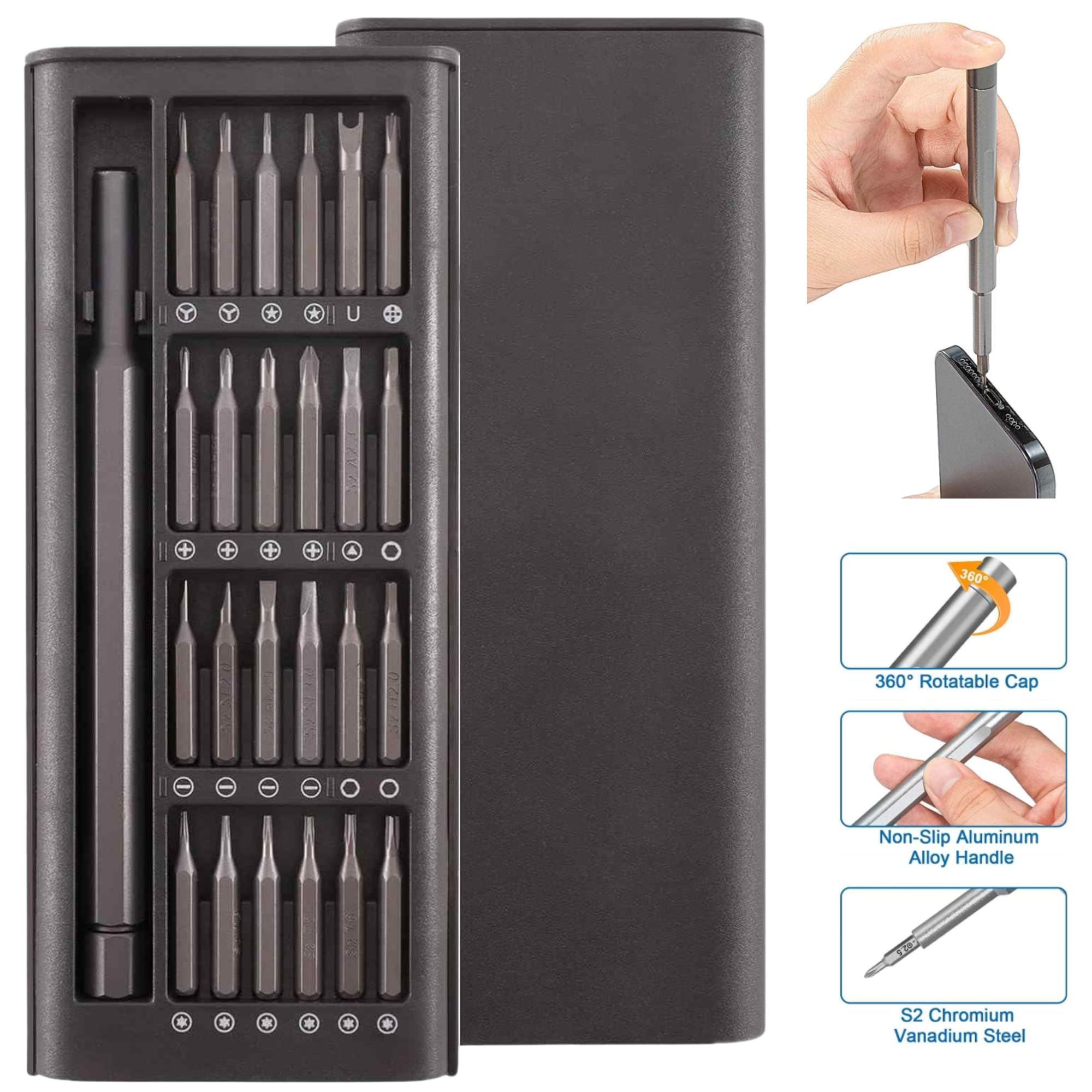 Zaptec 24 in 1 Magnetic Screwdriver Set with Magnetic Sliding Case for All Kinds of Phones Laptops Watches Glasses Cameras (Black) (B0CN1B71XC) Amazon Price History, Amazon Price Tracker