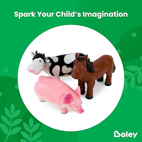 Miniatura 3 de Boley Soft Farm Animal Toys – 6 figuras pequeñas de animales de granja para niños a partir de 3 años – Lindo juego de figuras de animales de