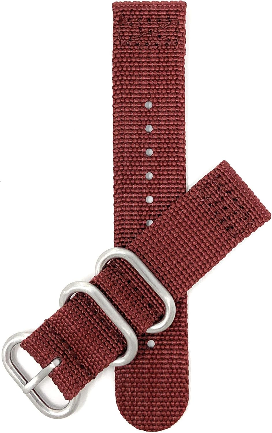 Bandini Nylon Watch Band - 2 Piece Watch Strap - 3 Stainless Steel Loops and Buckle - Perfect For Regular or Smart Watches - 20mm, 22mm, 24mm - Black, Blue, Burgundy, Army Green, Beige