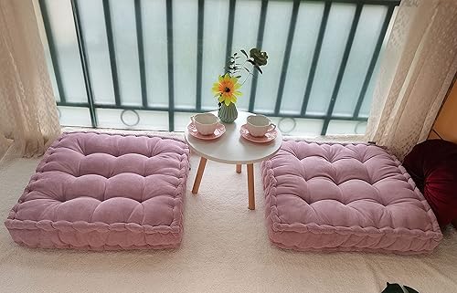Miniatura 8 de Almohada de suelo de 25 x 25 pulgadas, cojín cuadrado de meditación para adultos, cojín de asiento copetudo de gran tamaño para rincón de lectura