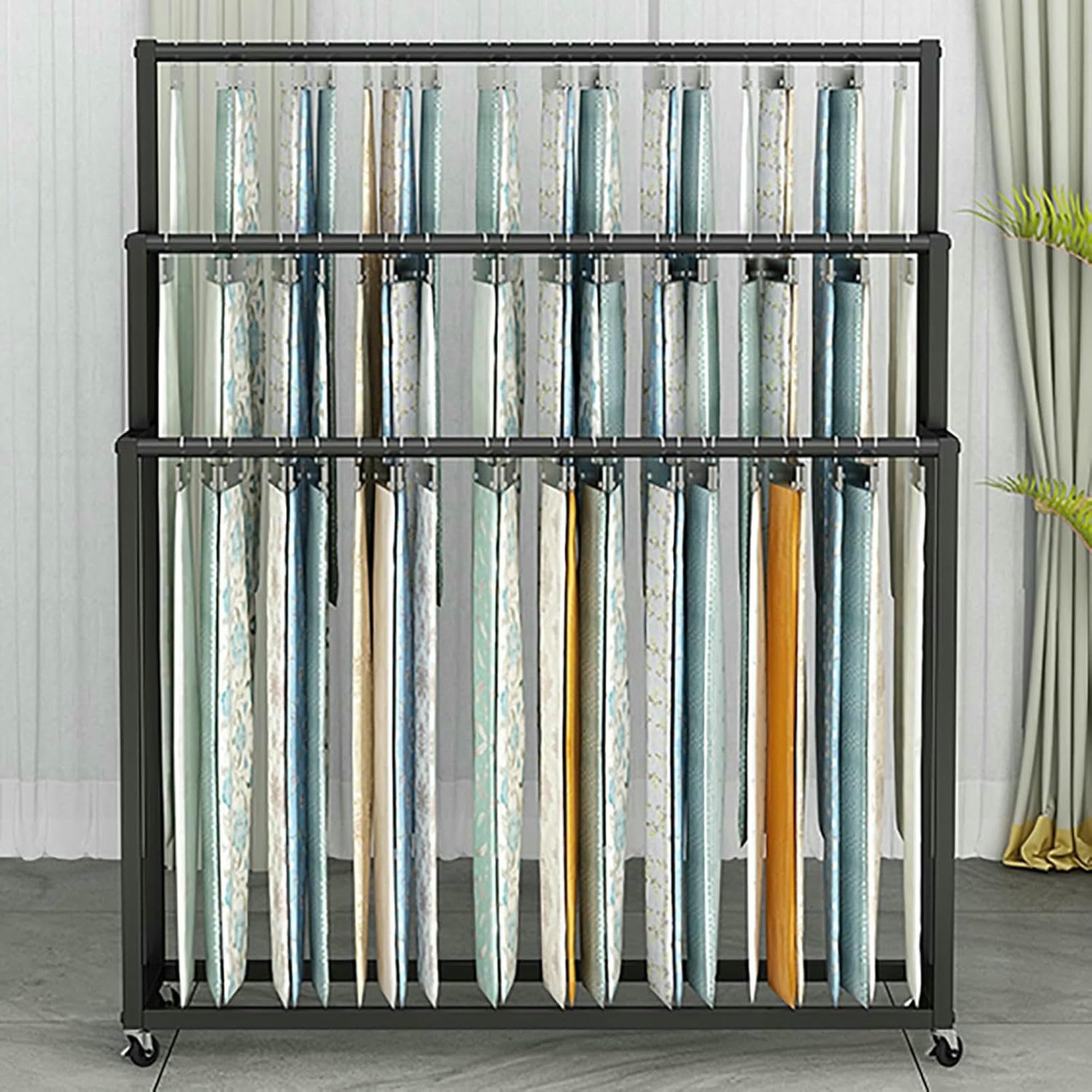 Regał do przechowywania rolek tekstylnych z kółkami Wózek z tkaniny Stojaki tekstylne Stalowe e do odzieży/szalików nized Rolling Storage Solution