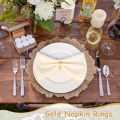 Miniatura 6 de ZCHQMYJR Juego de 12 servilleteros dorados para servilletas semicirculares para cocina, cena, fiesta, boda, vacaciones, bufé, día de San Valentín,