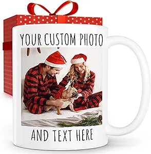 Custom Coffee Mug with Photo, Text, or Logo | Personalized Ceramic Mug 11oz | Customizable Gift for Men, Women | Unique Gift for Birthdays, Holidays, Christmas | White