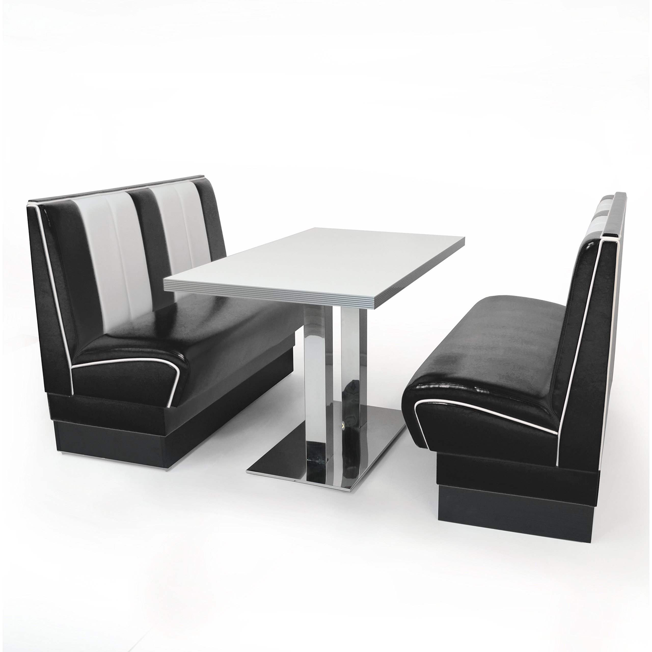 American Diner Set schwarz Viber 2X Sitzbank 120cm + Diner Tisch
