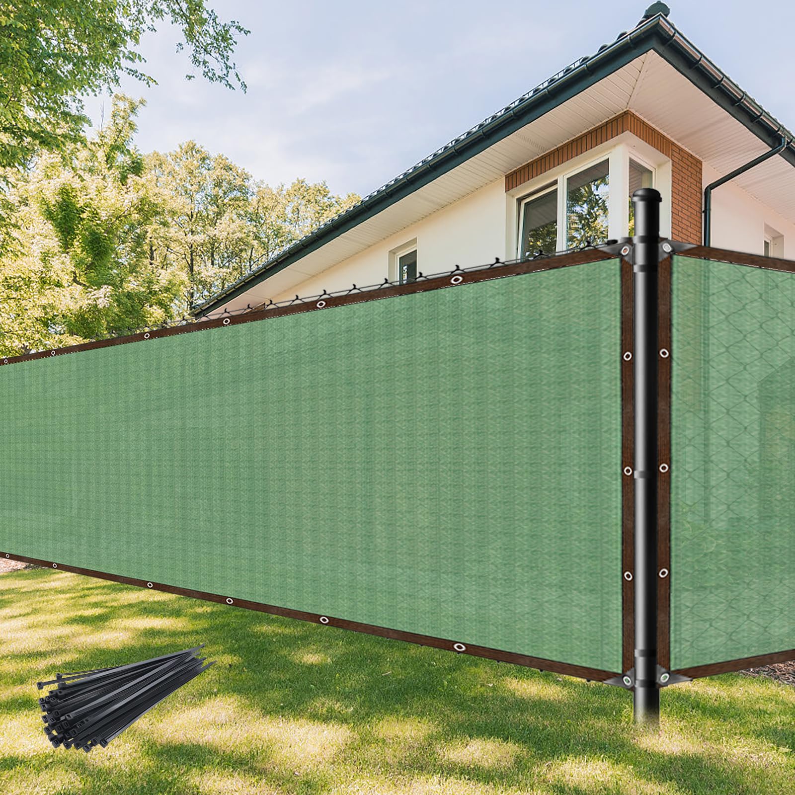 Rete per la privacy, 1,5 m x 10 m, con fori e 100 fascette per cavi, recinzione da giardino e frangivento, 110 g/m², HDPE 85% UV, per la privacy, l'area degli animali domestici e la