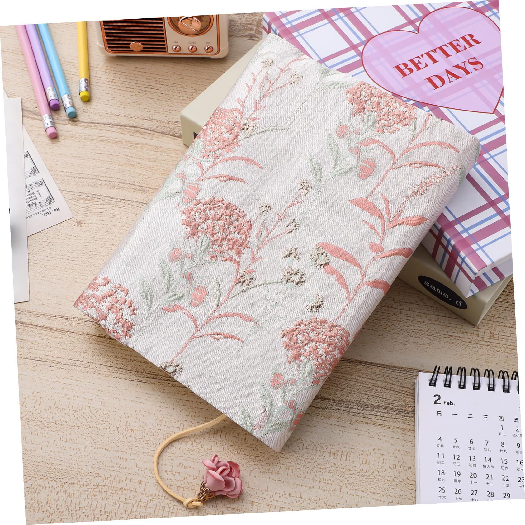 NUOBESTY 3pezzi Copertina Decorativa Tessuto Aesthetic Per Libri Protezione Morbida Per Libri Con Segnalibro Stile Floreale Dandelion Copertura Per Amanti Della Lettura