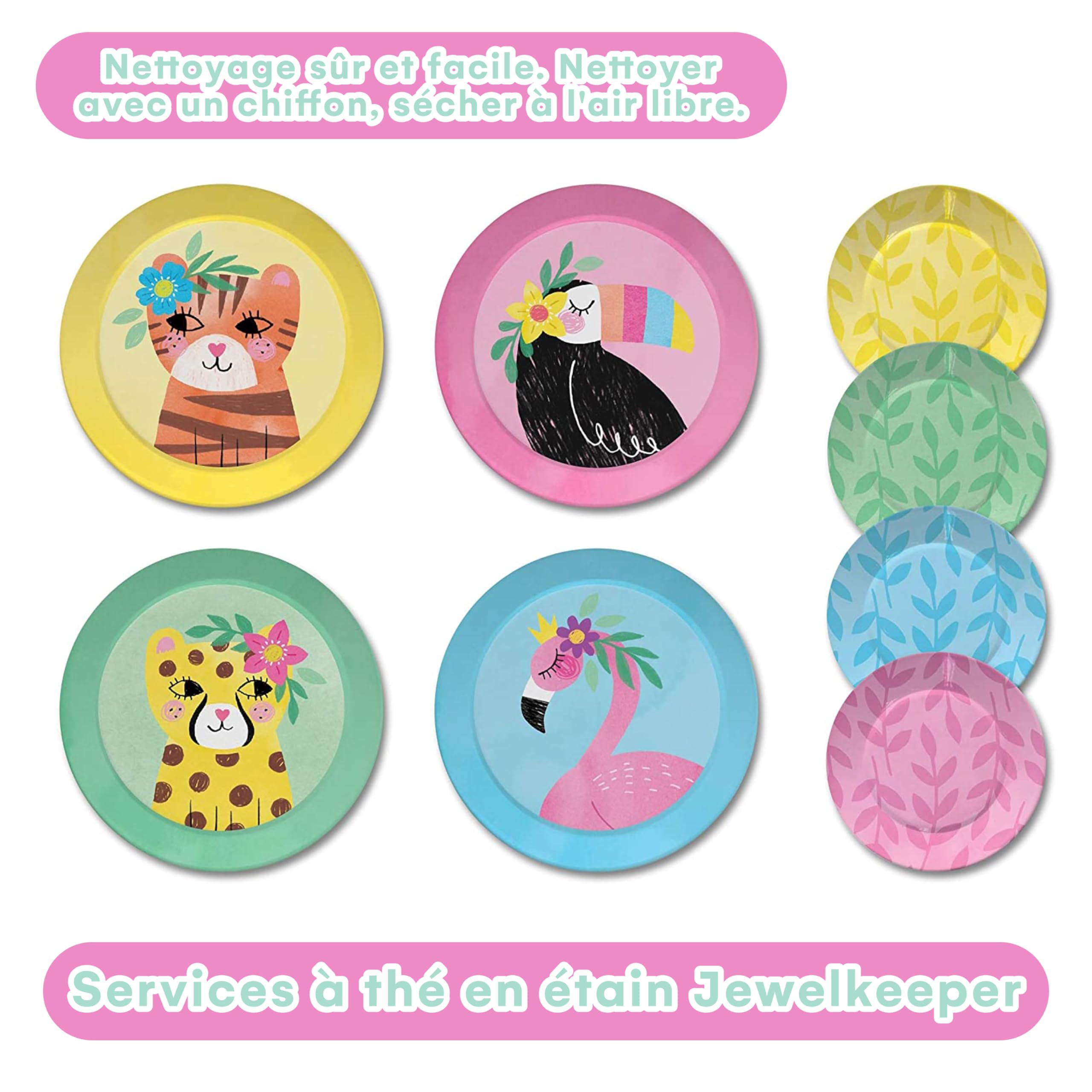 Jewelkeeper - Service à Thé pour Enfants, Dînette et Son Coffret Jouet, 15 Pièces - Modèle Safari