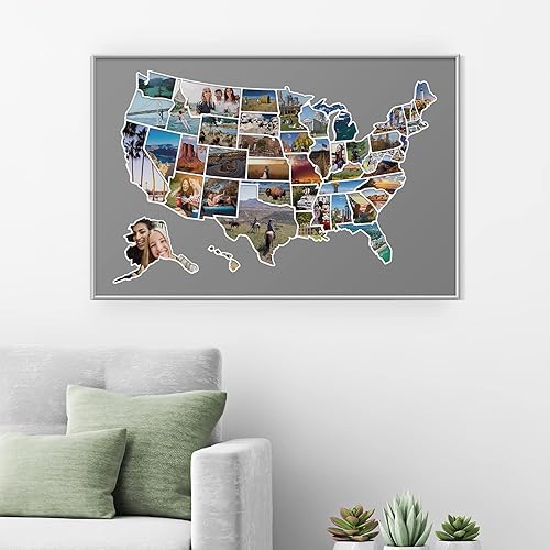 Miniatura 6 de Mapa de fotos de Estados Unidos, mapa de viaje de 50 estados, se adapta a marcos de 24 x 36 pulgadas, hecho de plástico flexible