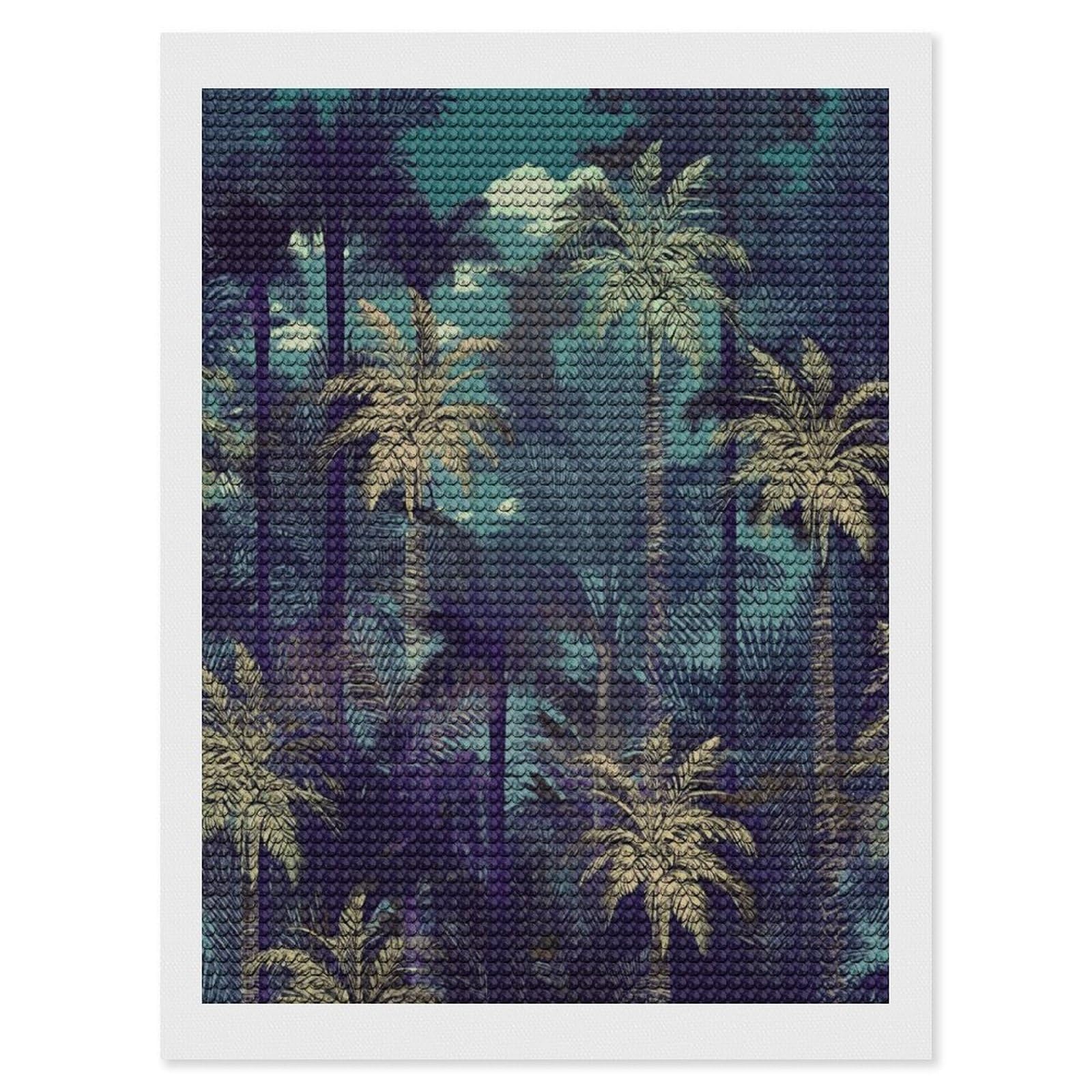 FekiLoot Fantasy Palm Tree Jungle Diamond Art Kits for Adults Diamond Painting Kits for Beginners DIY Diamond Art Kits Round Full Drill Diamond Dot Gem Painting for Home Wall Decor Gift 12"x16"