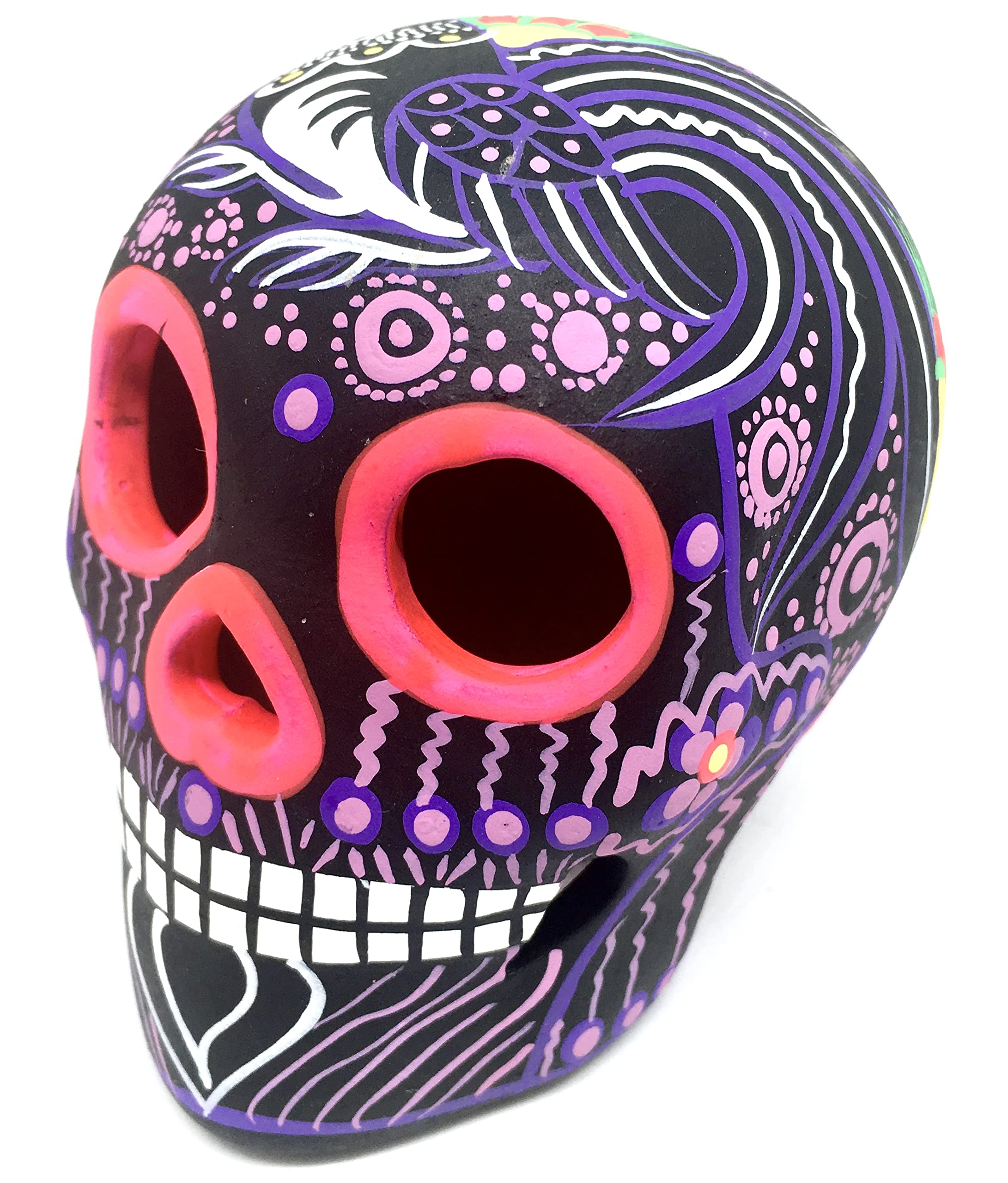 ARTESANO Collectible Authentic Ceramic Hand-Painted Mexican Sugar Skull | ONE Small Calavera | Dia de Muertos | Day of The Dead | Cinco de Mayo [SH] (Purple 2.5")