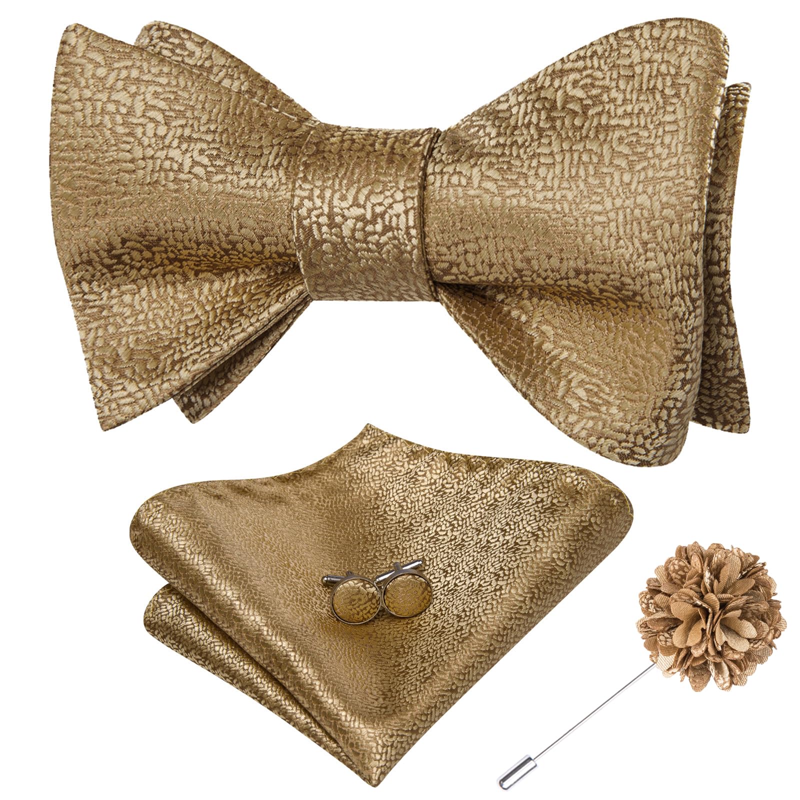 Dubulle Self Tie Bow Ties for Men Silk Paisley Bowtie Lapel Pin Set