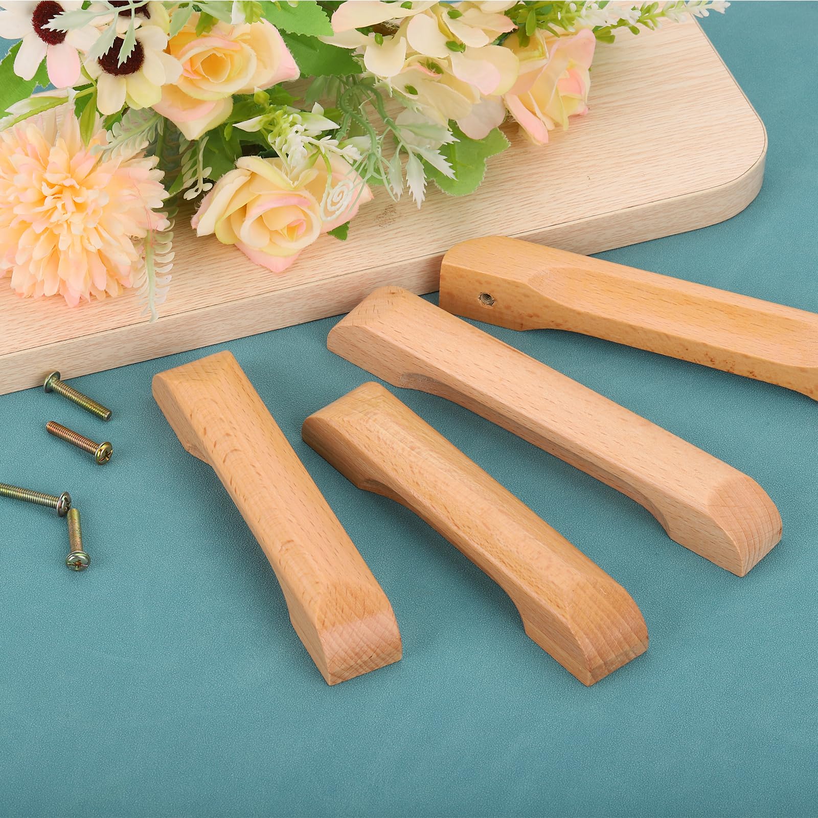 Maniglie Per Cassetti In Legno Faggio - Set 10pz Con Viti, Foro 128mm - Foto 8