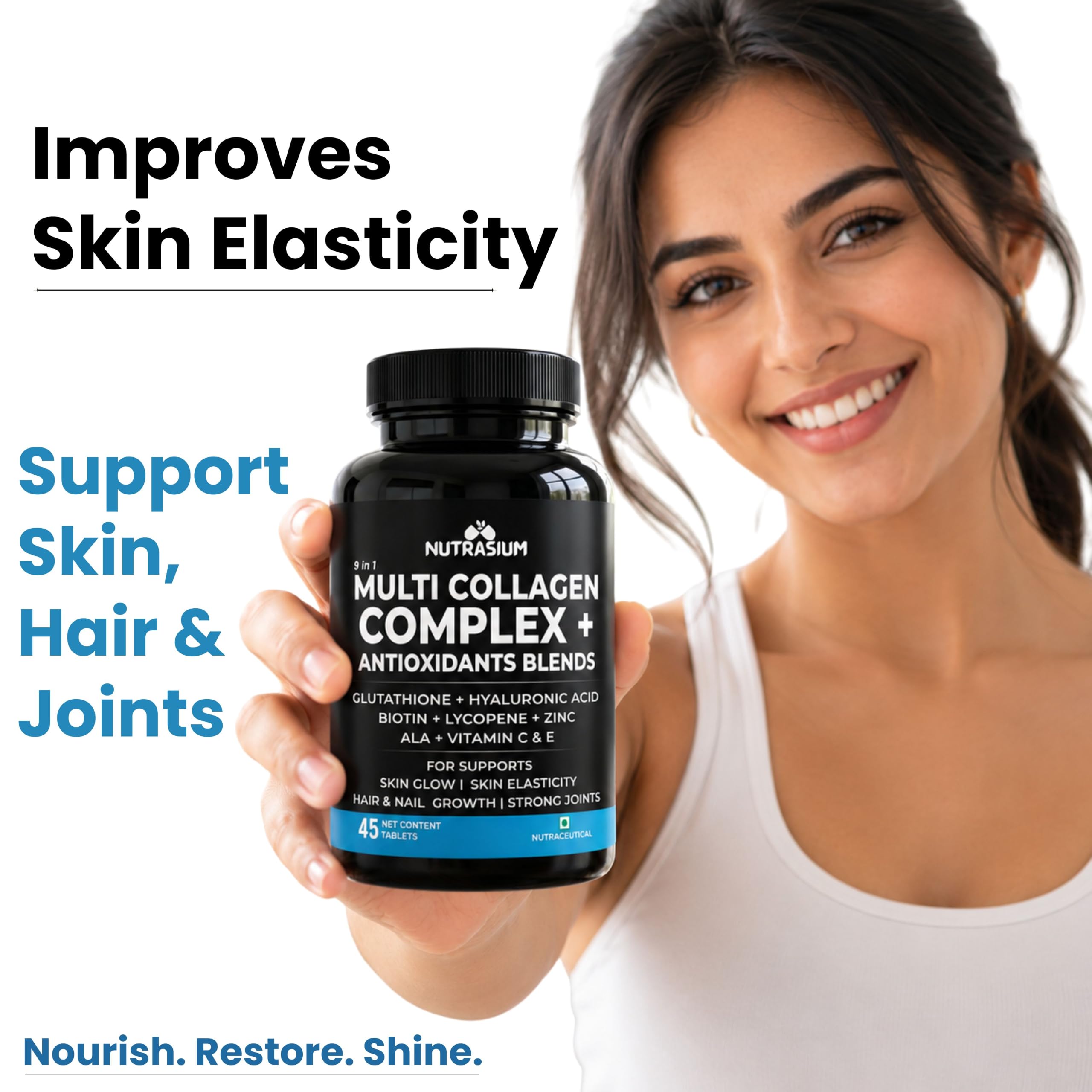 Nutrasium Multi Collagen | Glutathione & Hyaluronic Acid | Skin Radiance | 45 Tabs 2