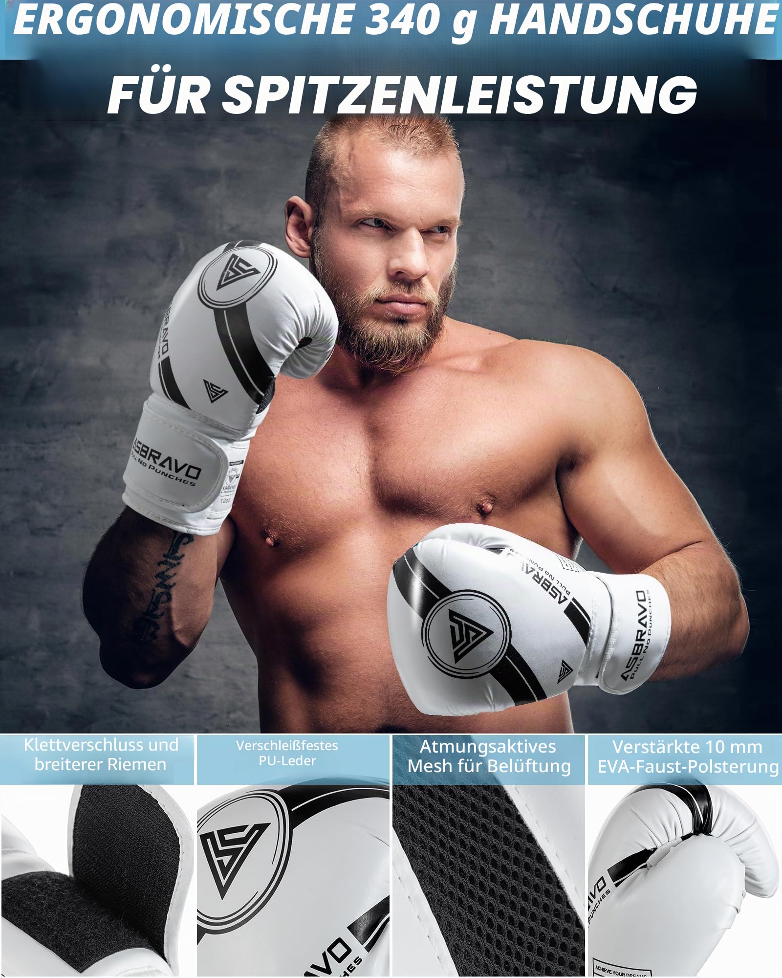Boxsack für Erwachsene, 4ft PU schweren Boxsack Set 12OZ Handschuhe für MMA Muay Thai Kickboxen Training Home Gym, Kampfsport (ungefüllt)