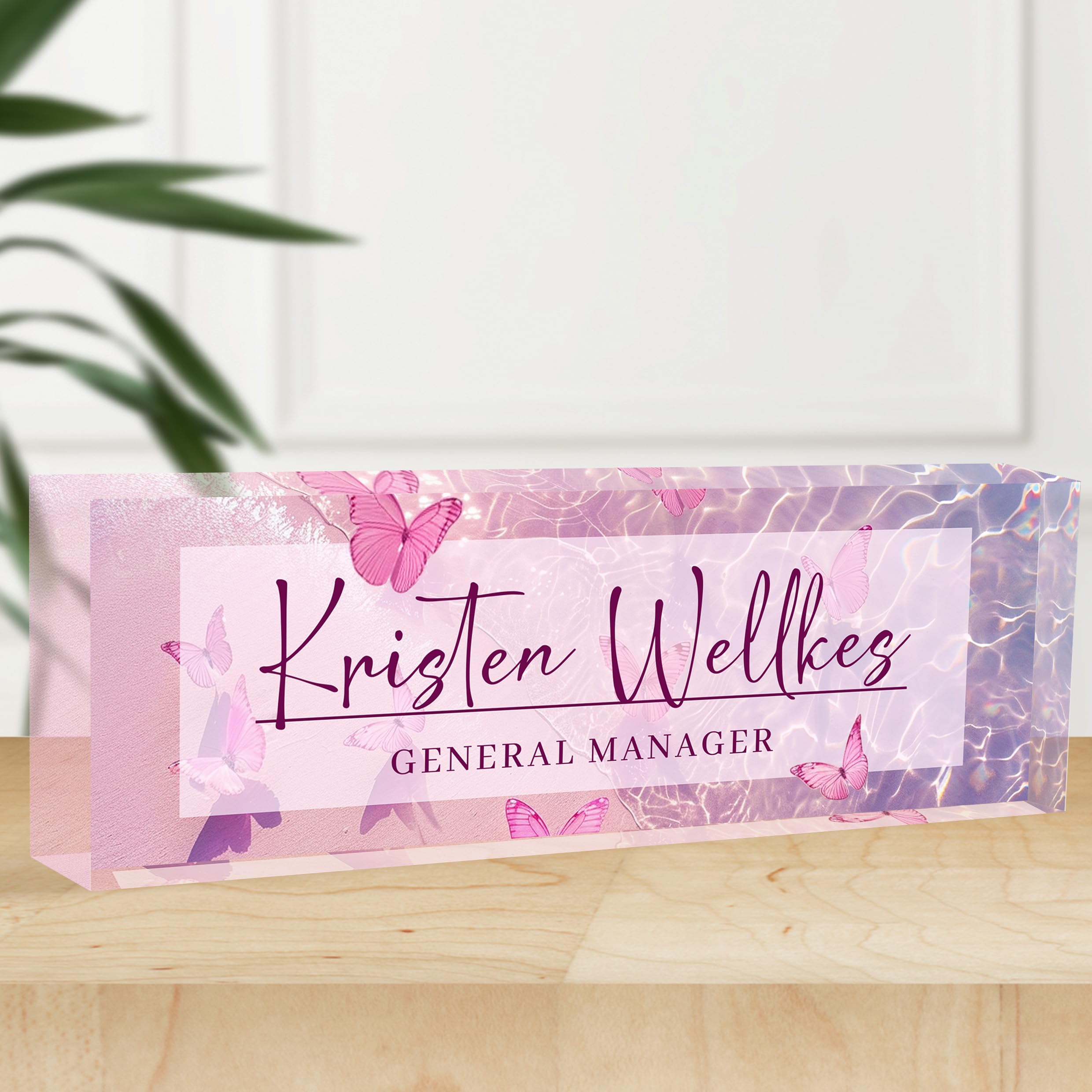 Personalized Office Name Plate, Custom Name Plate for Desks, Office Desk Decorations Gift for Women Men, Acrylic Desk Name Plate for Teacher Coworkers