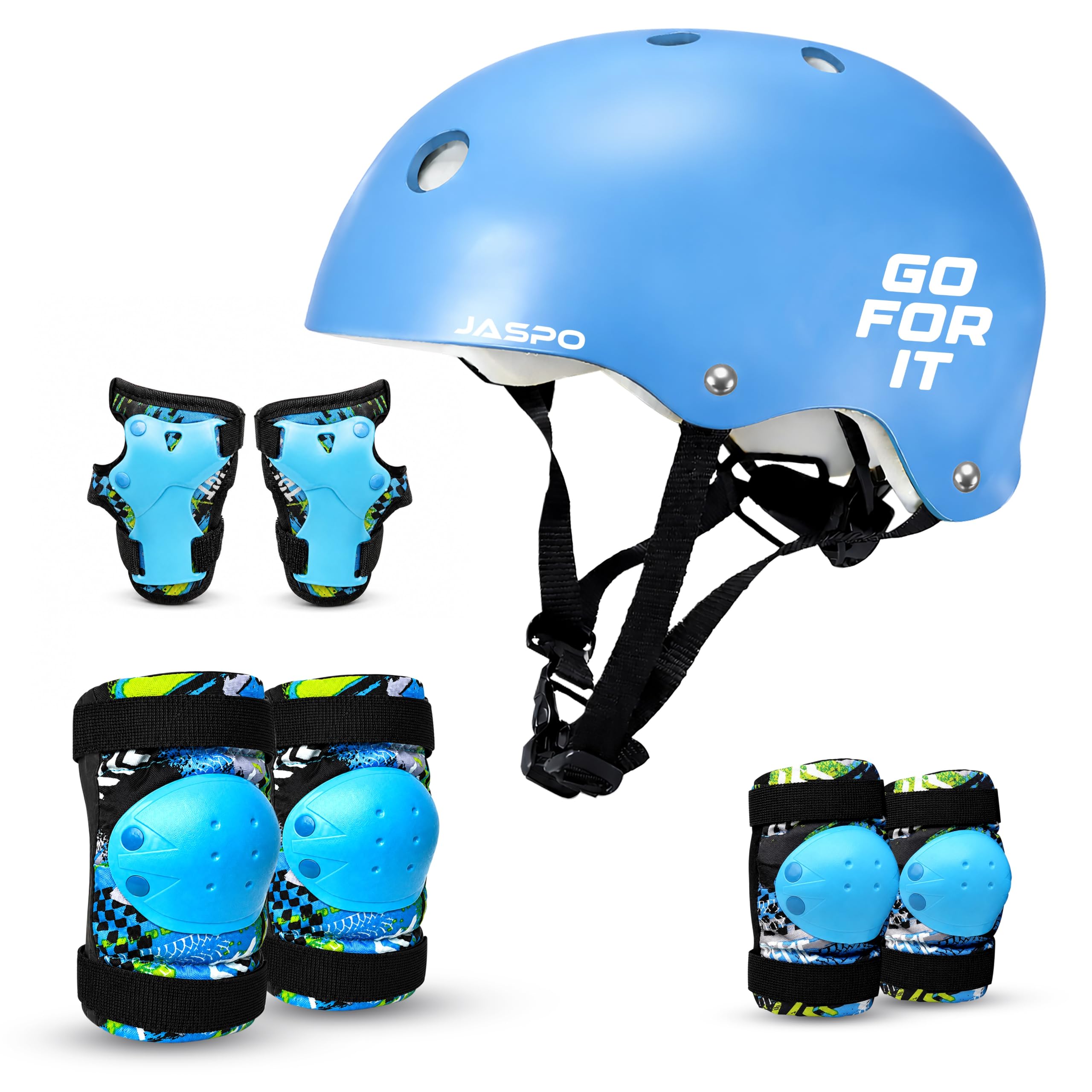Jaspo Defender Safety Kit |Protective Gear Set with Helmet, Knee Pads, Elbow Pads & Wrist Guards| for 7+ Years| Impact Resistant PE Shell, Protective Foam, Breathable Fabric| Multi-Sport Safety Gears-image-4