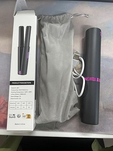 Miniatura 11 de OBEST Rizador de pelo inalámbrico 2 en 1, mini plancha plana inalámbrica portátil de viaje, calentamiento rápido, alisador de 3 niveles