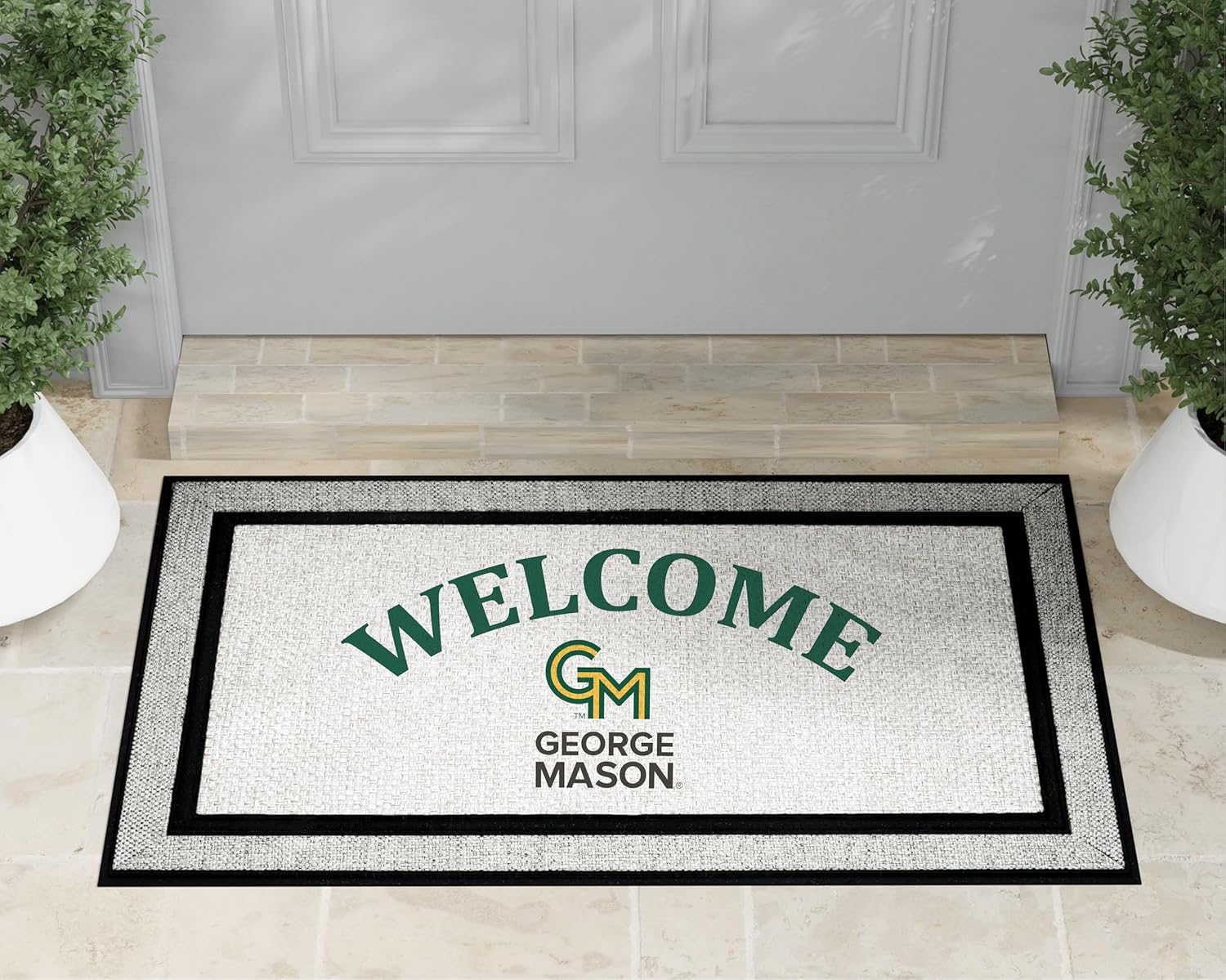 KH Sports Fan 18x30 Gray George Mason Patriots Welcome Doormat NCAA Rug