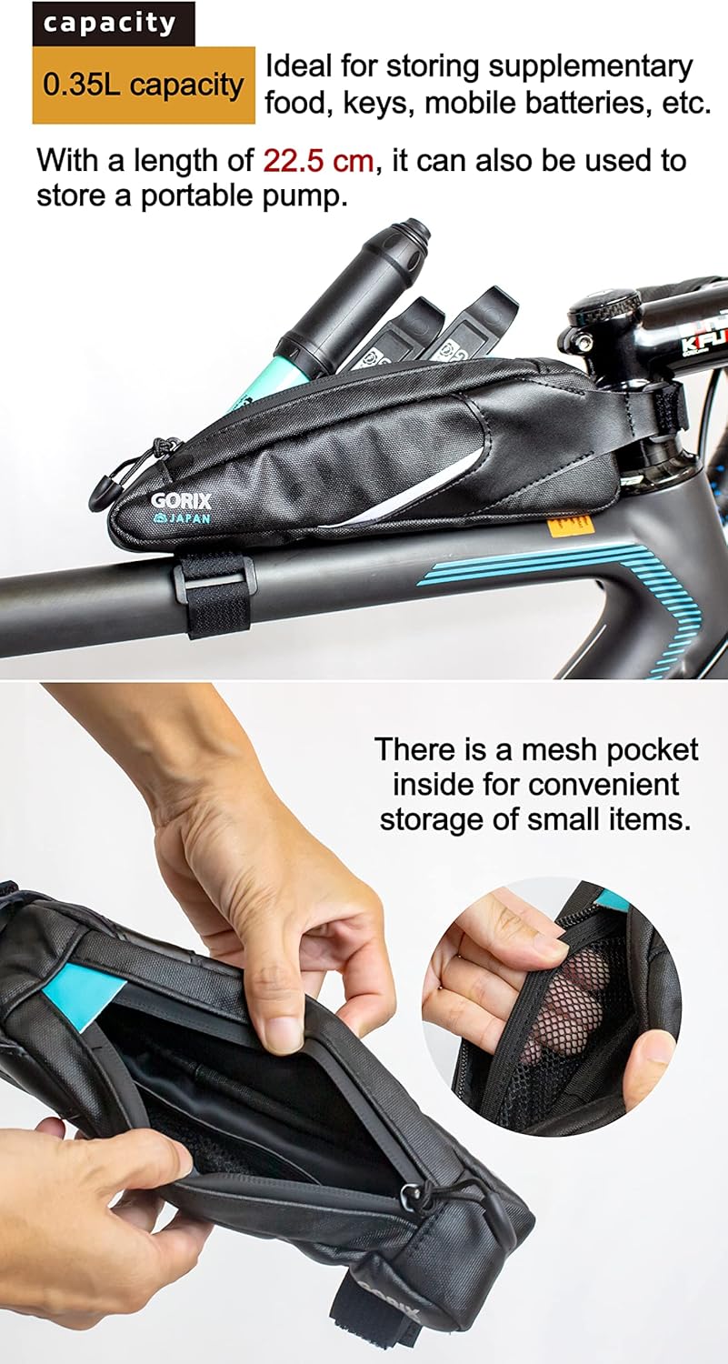 GORIX Bike Top Tube Bag Frame Bag Front Waterproof Cycling Road Mountain Bicycle (GX-IKA)
