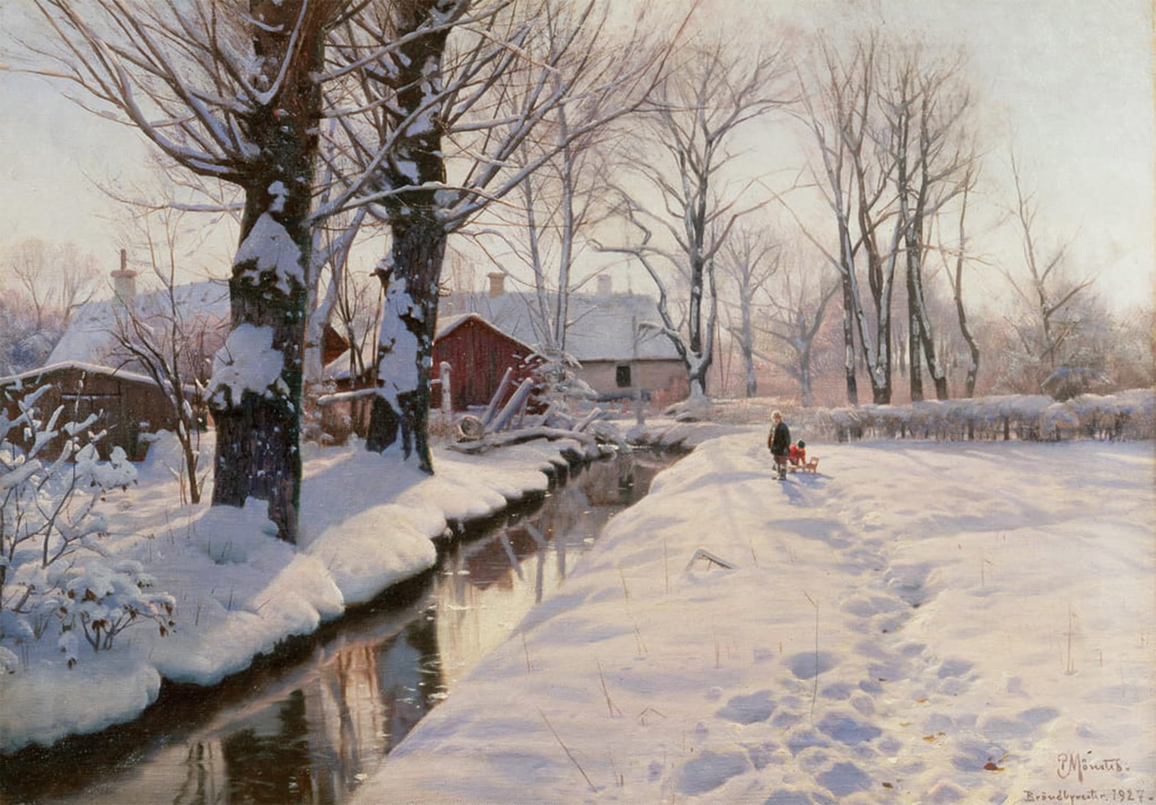 SERENDIPITP Aesthetic Poster Photo Wall Print Retro Picture a Wooded Winter Landscape by Peder Monsted Modern Wall Artwork for Home Decor 60x90cm