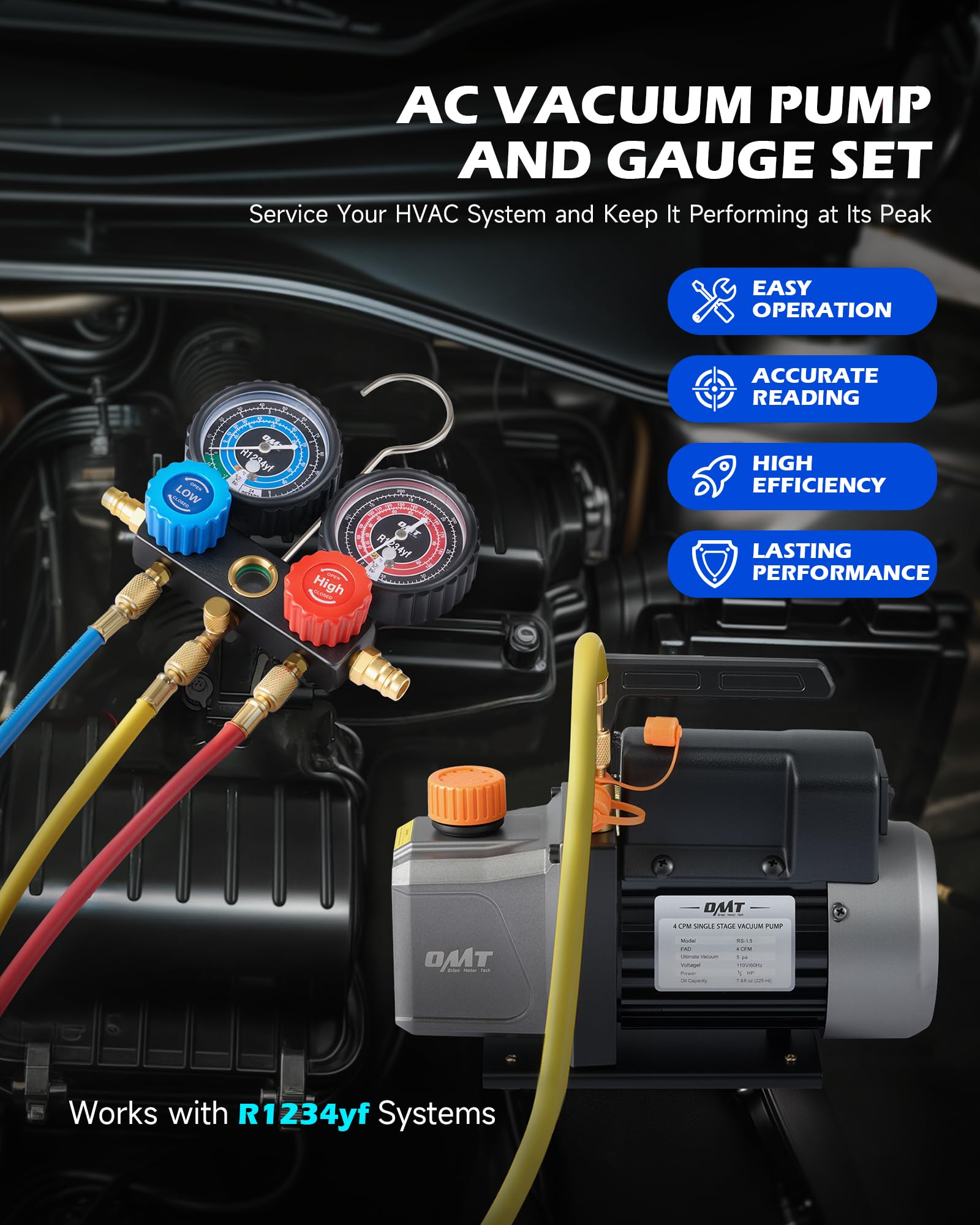 Snapklik.com : Orion Motor Tech R1234yf AC Vacuum Pump And Gauge Set, 1 ...