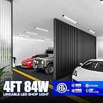 Barrina BS84 LED Magasiner les lumières pour l'atelier 4FT, 84W, 10000LM, 5000K Installation de lumière pour garage, sous-sol, suspension ou montage à glissière, ETL, 4 Boîtes