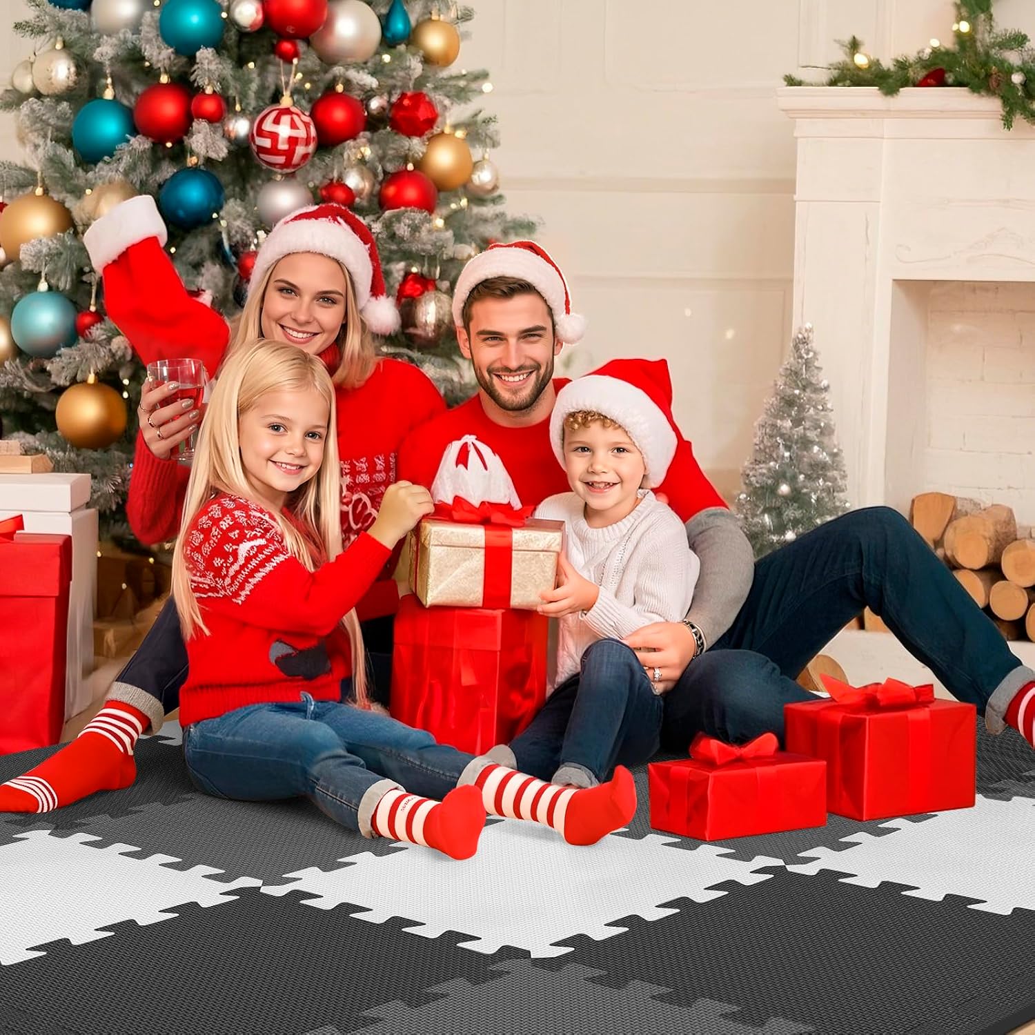 16 Pcs Baby Play Mat for Floor, EVA Foam Baby Play Mat with 0.6 Inch Thick Interlocking Carpet Tiles, Foam Floor Tiles for Babies 6-12 Months, Toddlers and Kids Brown-white-black 16 PCS image 9 of 9 B0D73NHVRV