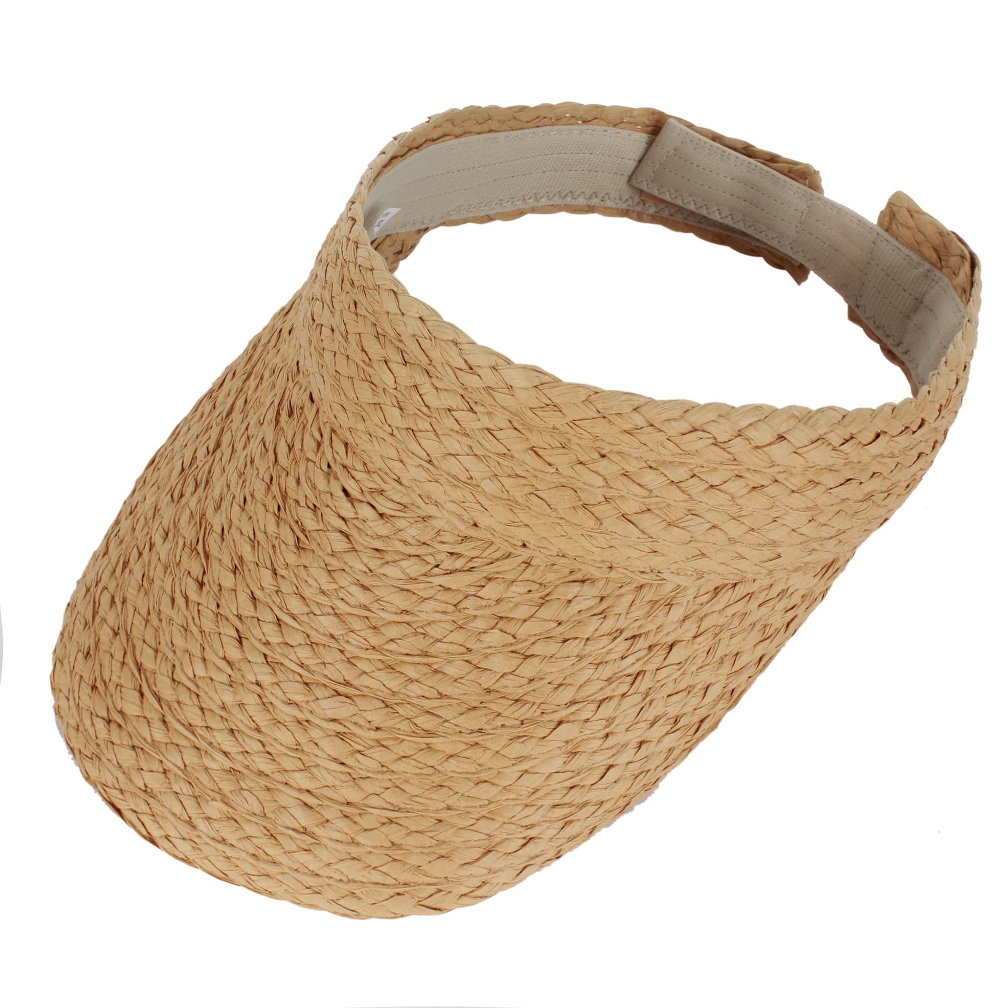 LABANCA Women Straw Beach Sun Visor UV Protection Visor Cap Open Top Ponytail Sun Visor Hat