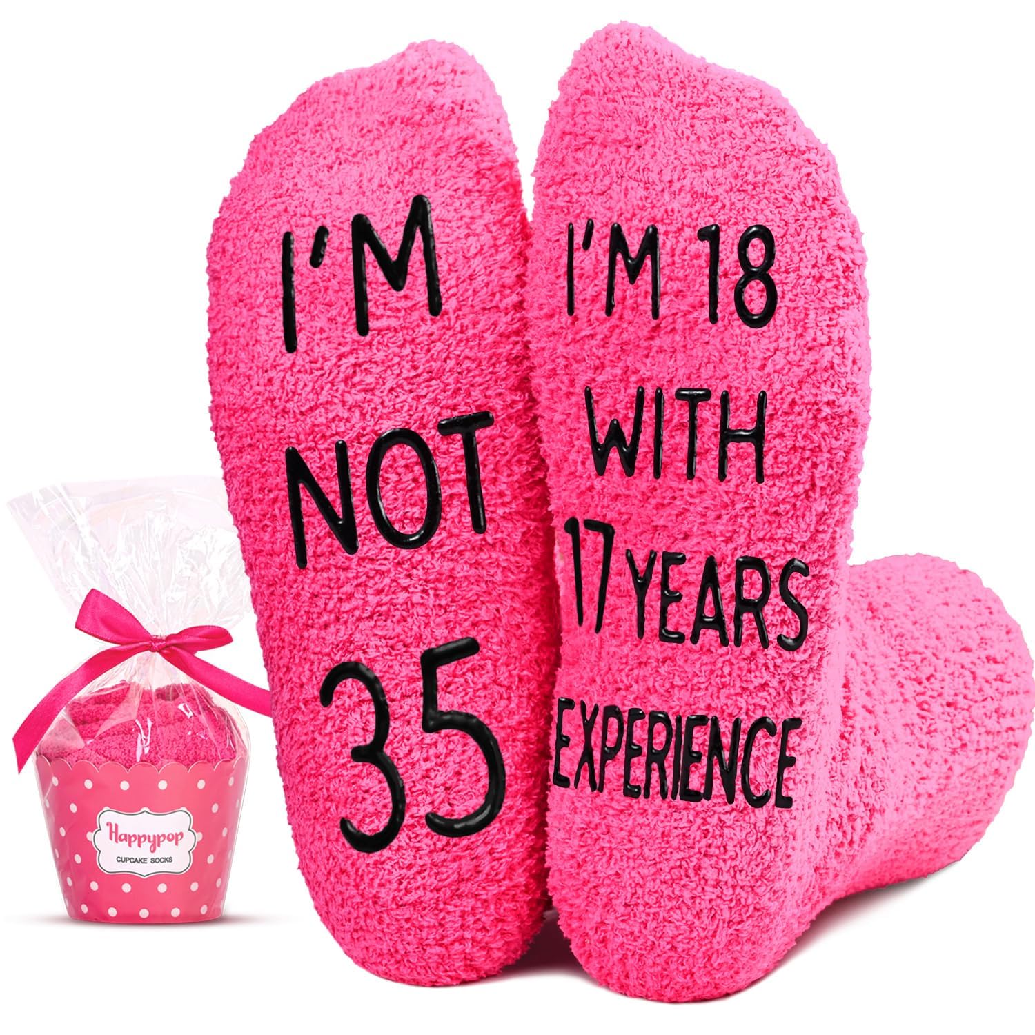 HAPPYPOP Fun Birthday Gifts Women - Fuzzy 30 31 32 33 34 35 36 37 38 39 40 Year Old Socks