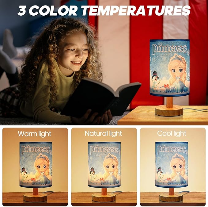 ONXE ONXE Gifts for Girls, Kids Table Lamp for Bedroom Nightstand, 3 Colors Dimmable Princess Night Light Bedside Lamp for Kids Room Girls Boys Birthday Christmas Gifts photo 2