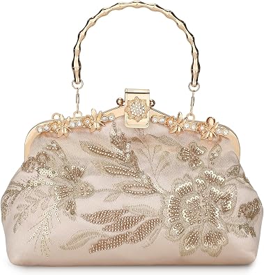 UBORSE 1920s Vintage Clutch Purse Beaded Evening Bag for Women Formal Bridal Sequin Handbag Clutch for Wedding/Prom/Cocktail